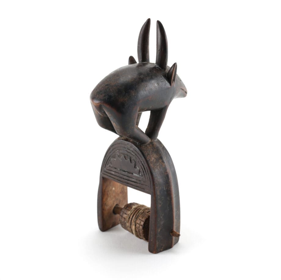 Guro weaving spool with antelope - Ivory Coast, 20.5 cm - Vergulde Kat