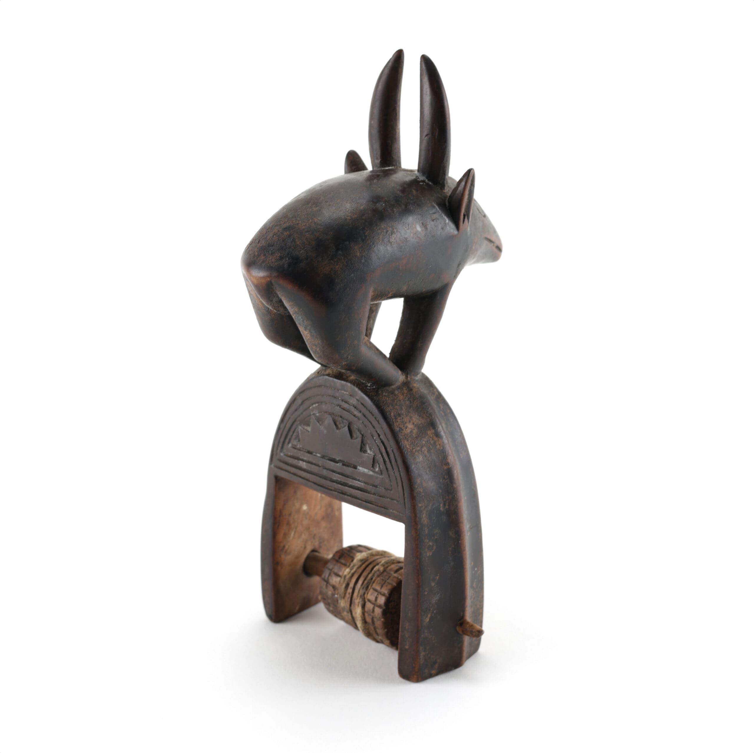Guro weaving spool with antelope - Ivory Coast, 20.5 cm - detail photo