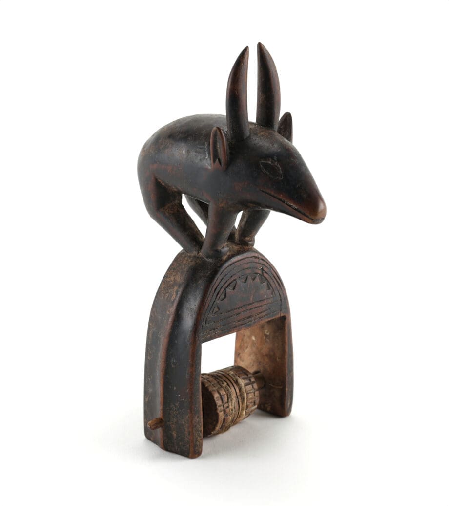 Guro weaving spool with antelope - Ivory Coast, 20.5 cm - Vergulde Kat