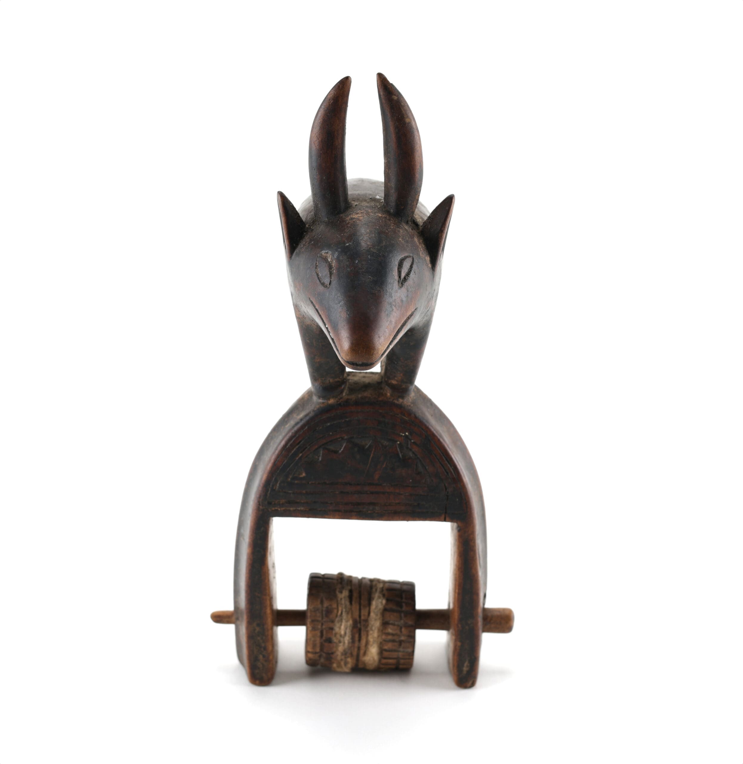 Guro weaving spool with antelope - Ivory Coast, 20.5 cm - detail photo