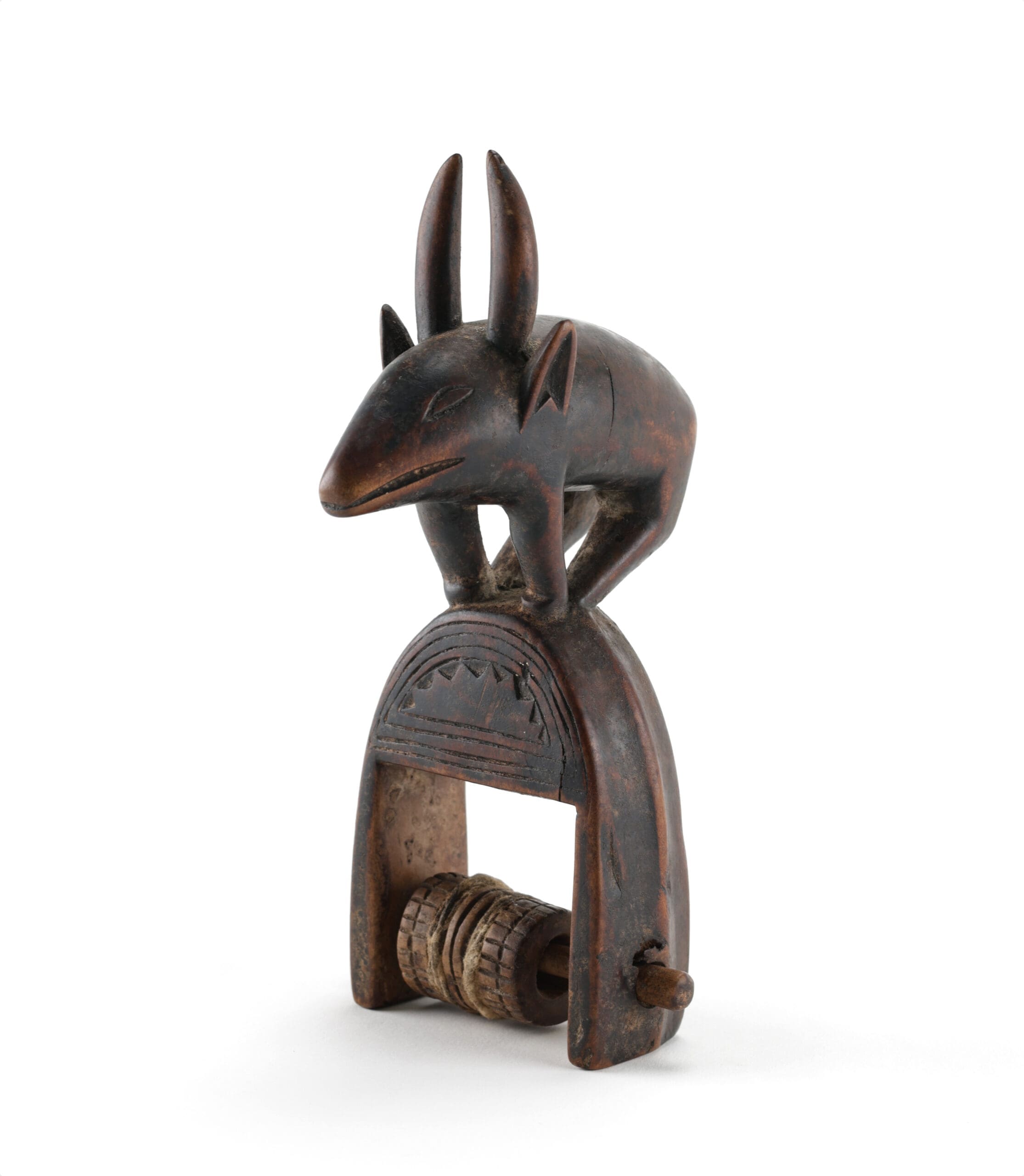 Guro weaving spool with antelope - Ivory Coast, 20.5 cm - detail photo