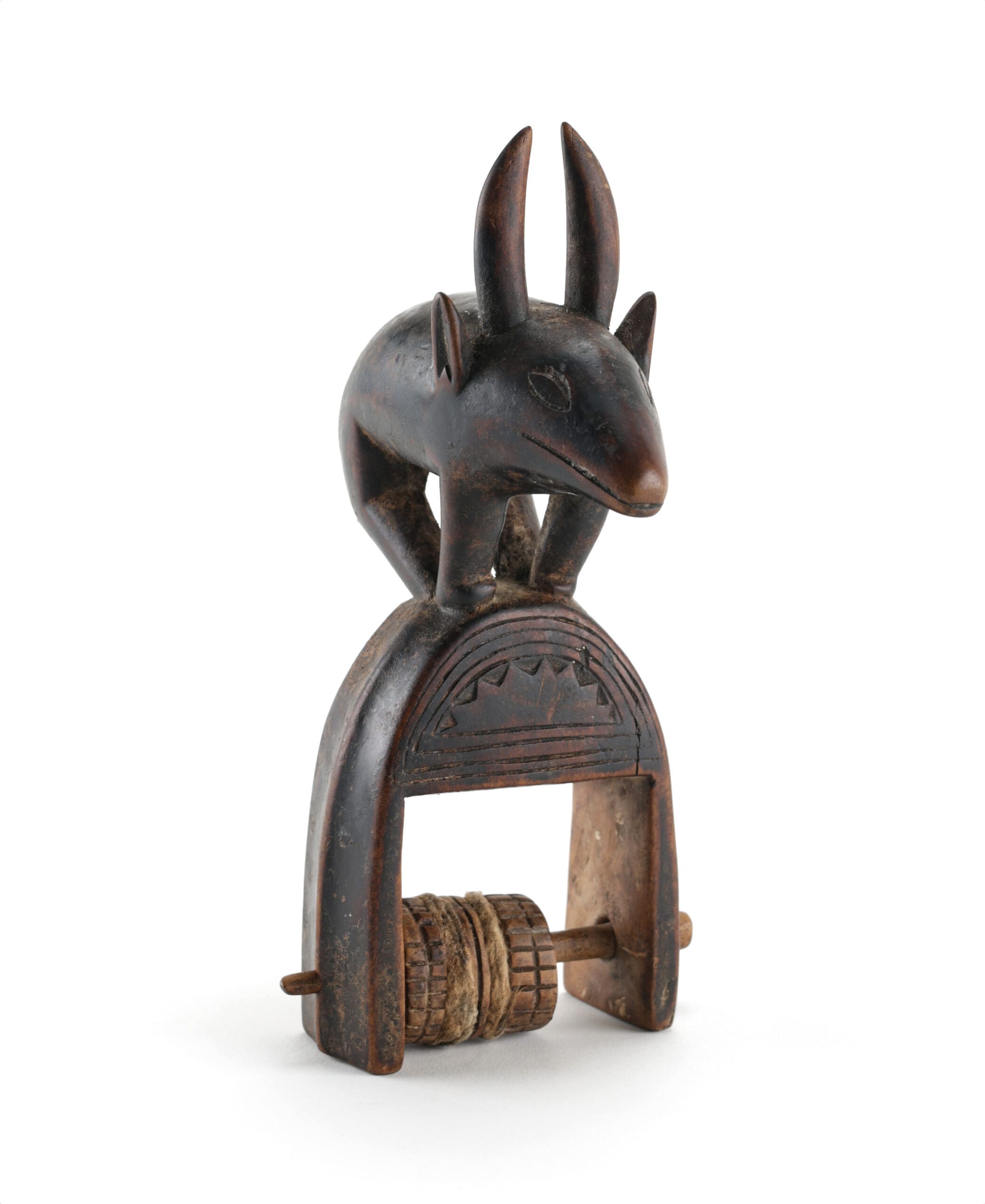Guro weaving spool with antelope - Ivory Coast, 20.5 cm - detail photo