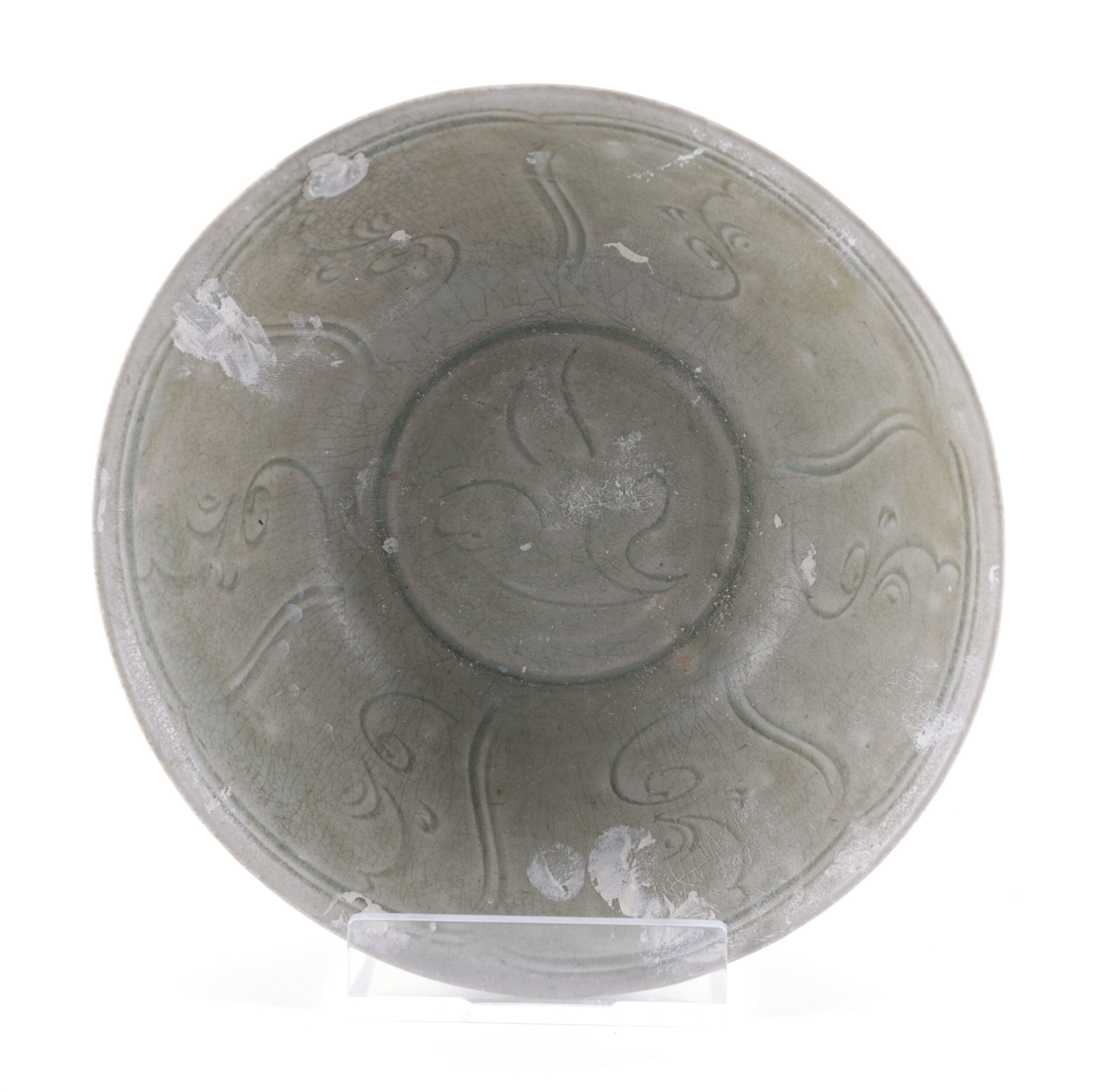 Northern Song celadon bowl with floral decoration - Jepara shipwreck - 19 cm - detail photo