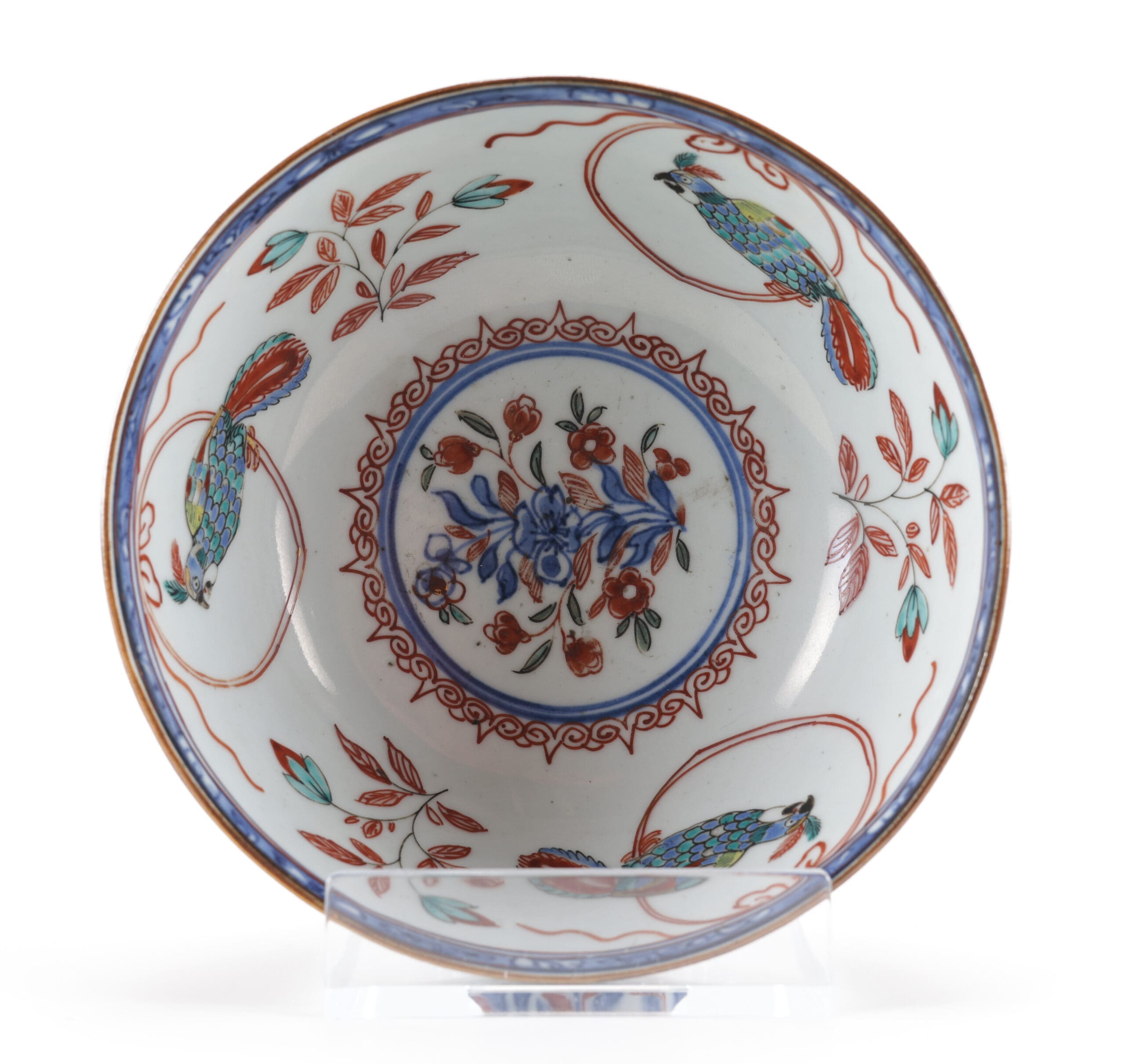 Amsterdam Fur bowl with parrots, butterflies and rabbit - China 18th century - detail photo