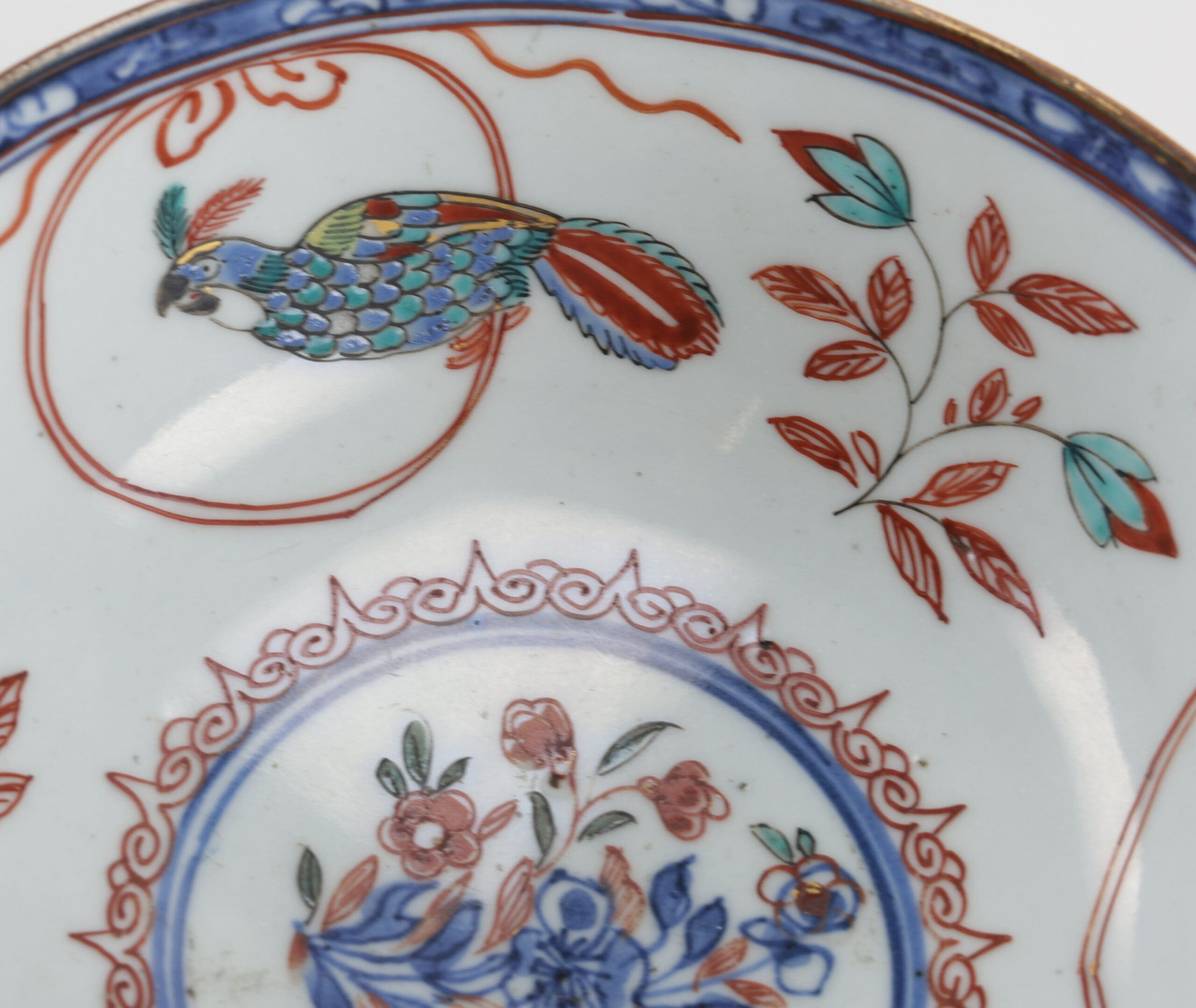 Amsterdam Fur bowl with parrots, butterflies and rabbit - China 18th century - detail photo