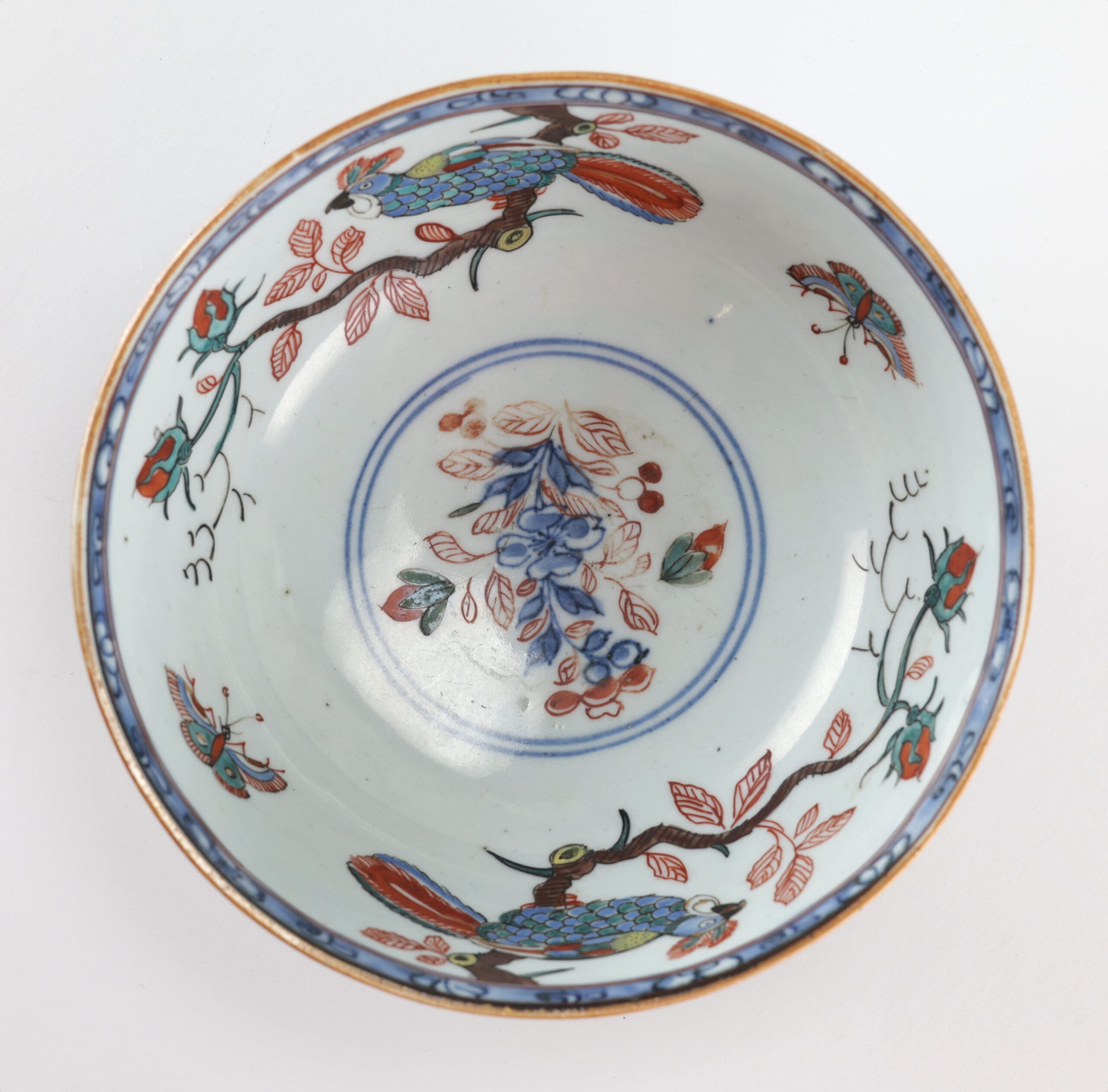 Amsterdam Fur bowl with parrots and butterflies - China 18th century - detail photo