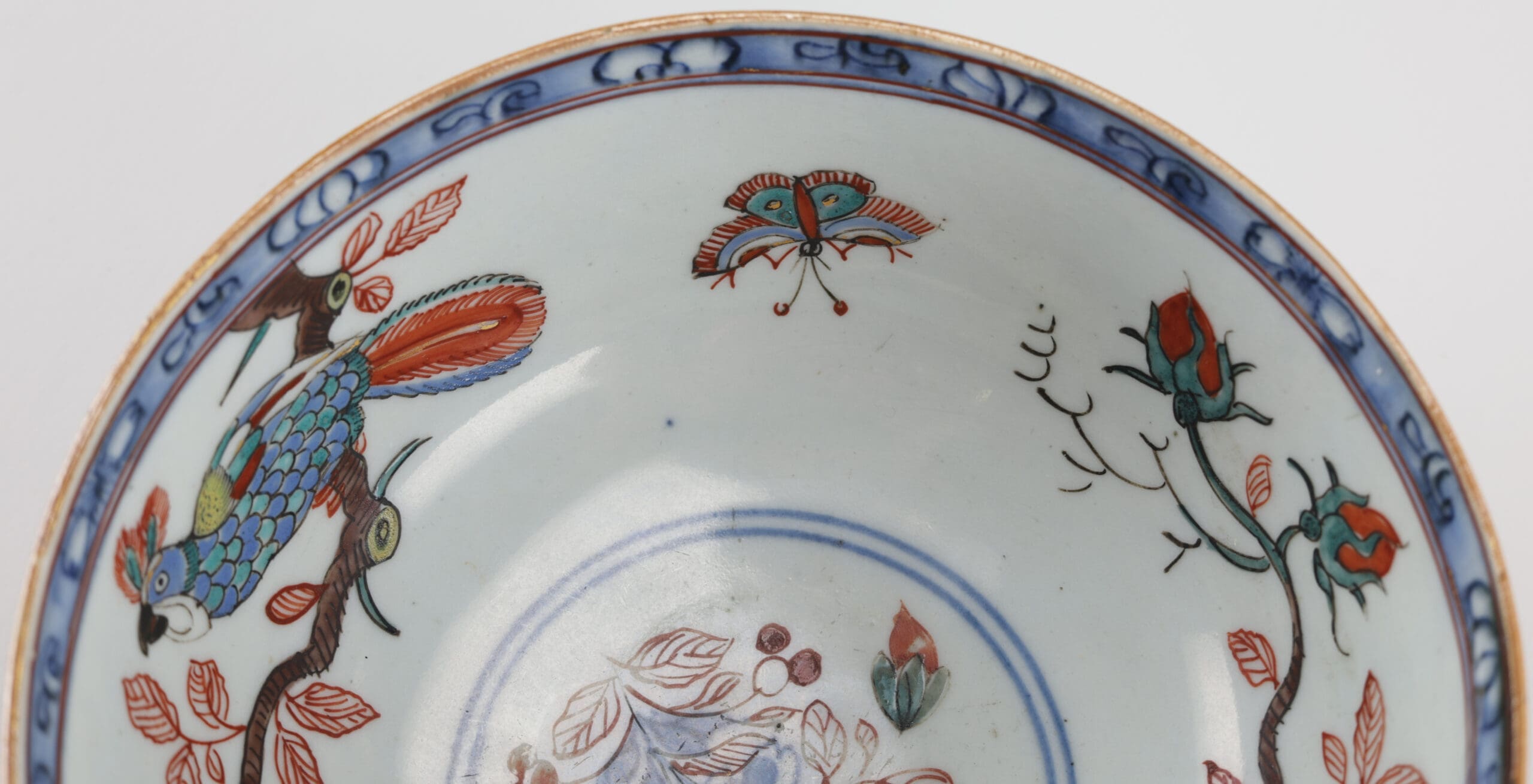 Amsterdam Fur bowl with parrots and butterflies - China 18th century - detail photo