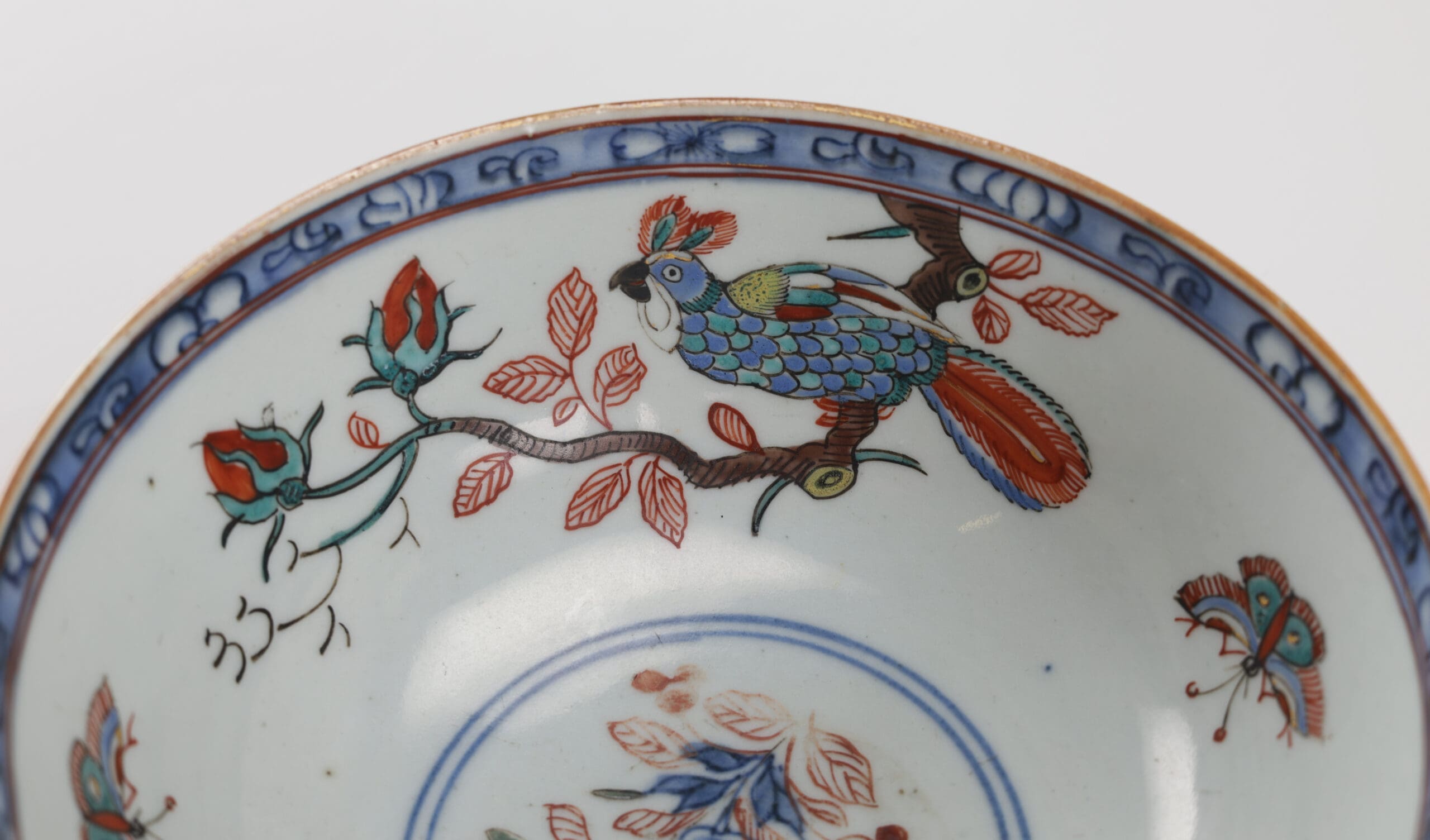 Amsterdam Fur bowl with parrots and butterflies - China 18th century - detail photo