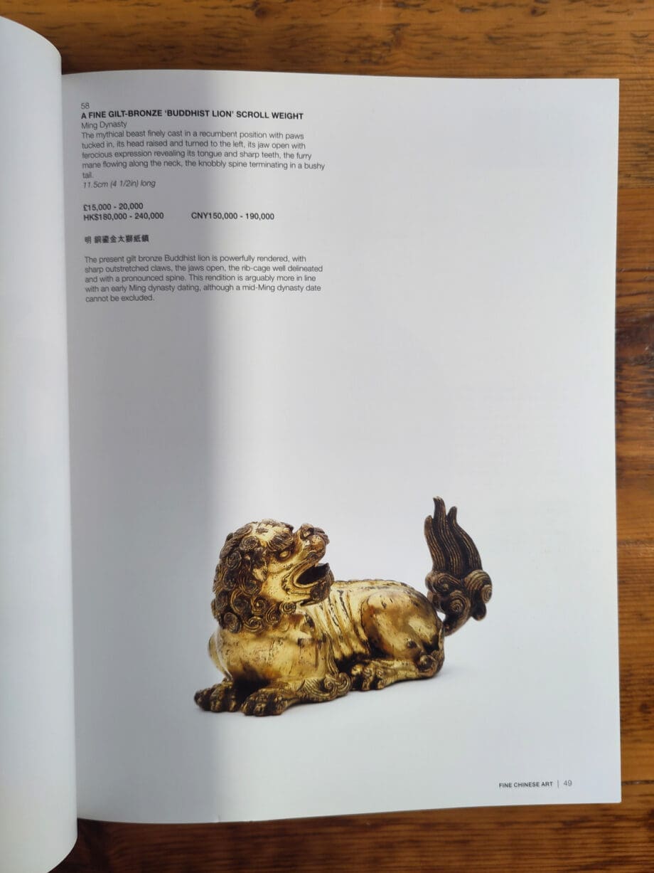Bonhams auction catalogue Fine Chinese Art - London, 12 November 2015 - Vergulde Kat