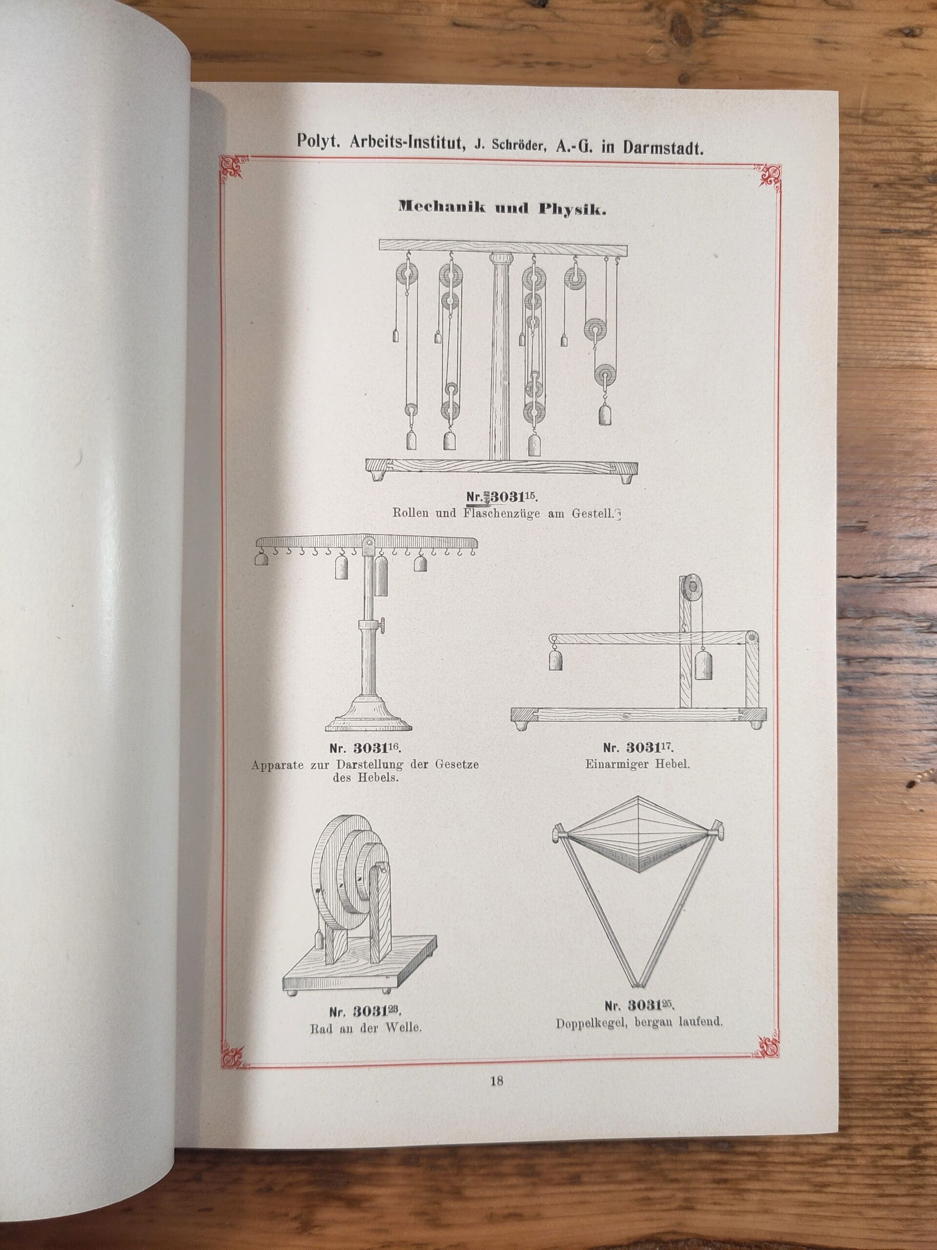 Set of 2: Illustrations of teaching models and apparatus – J. Schröder Darmstadt (1899) – detail photo