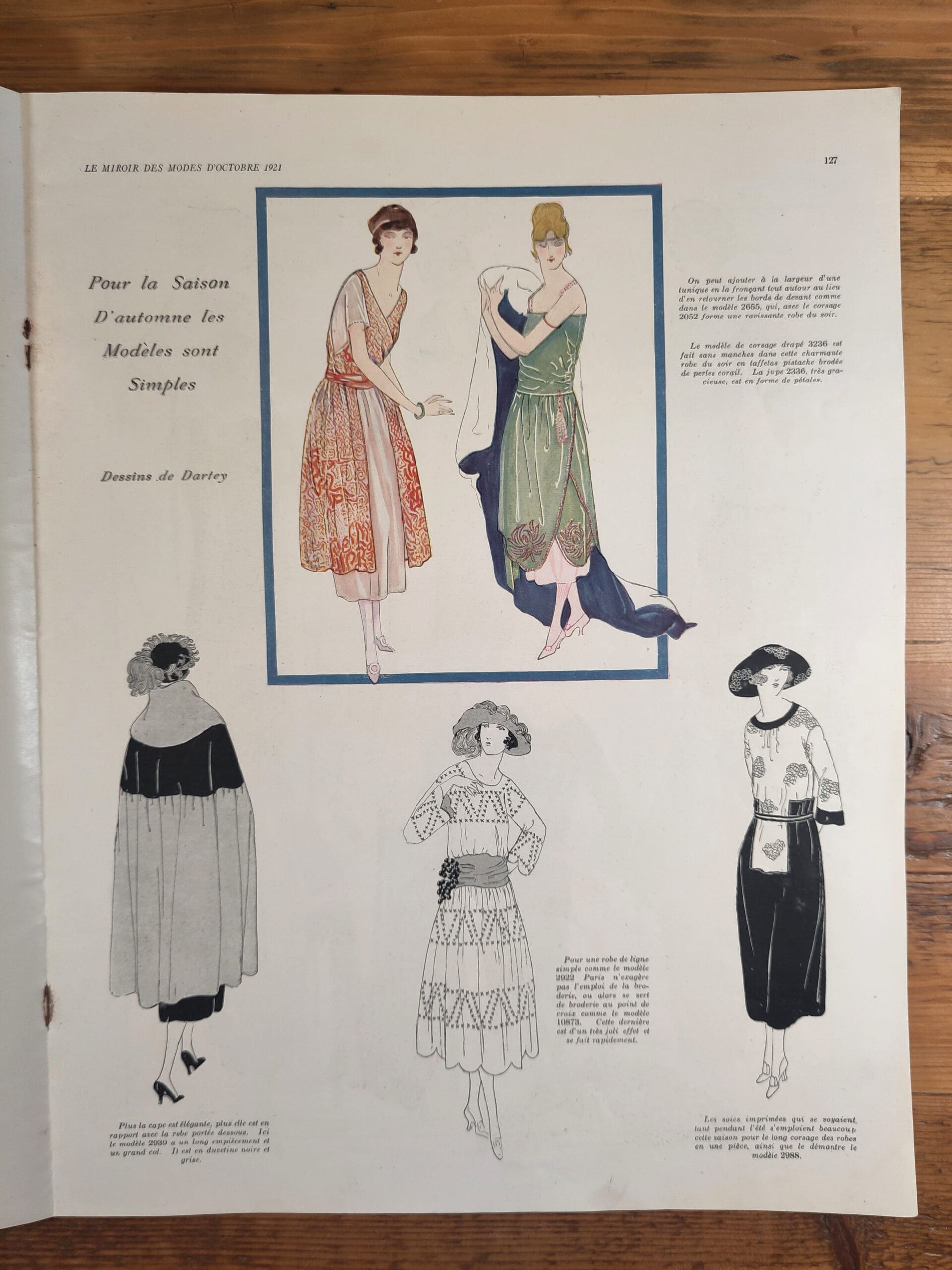 Le Miroir des Modes - October 1921, No. 4 | Vintage French Fashion Magazine with Art Deco Illustration - detail photo