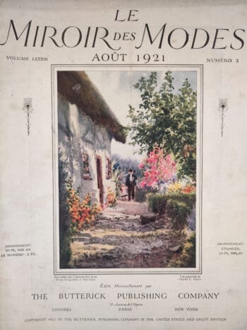 Le Miroir des Modes – August 1921, No. 2 | Vintage French Fashion Magazine | Watercolor Cover Illustration by Charles E. Flower – close-up photo