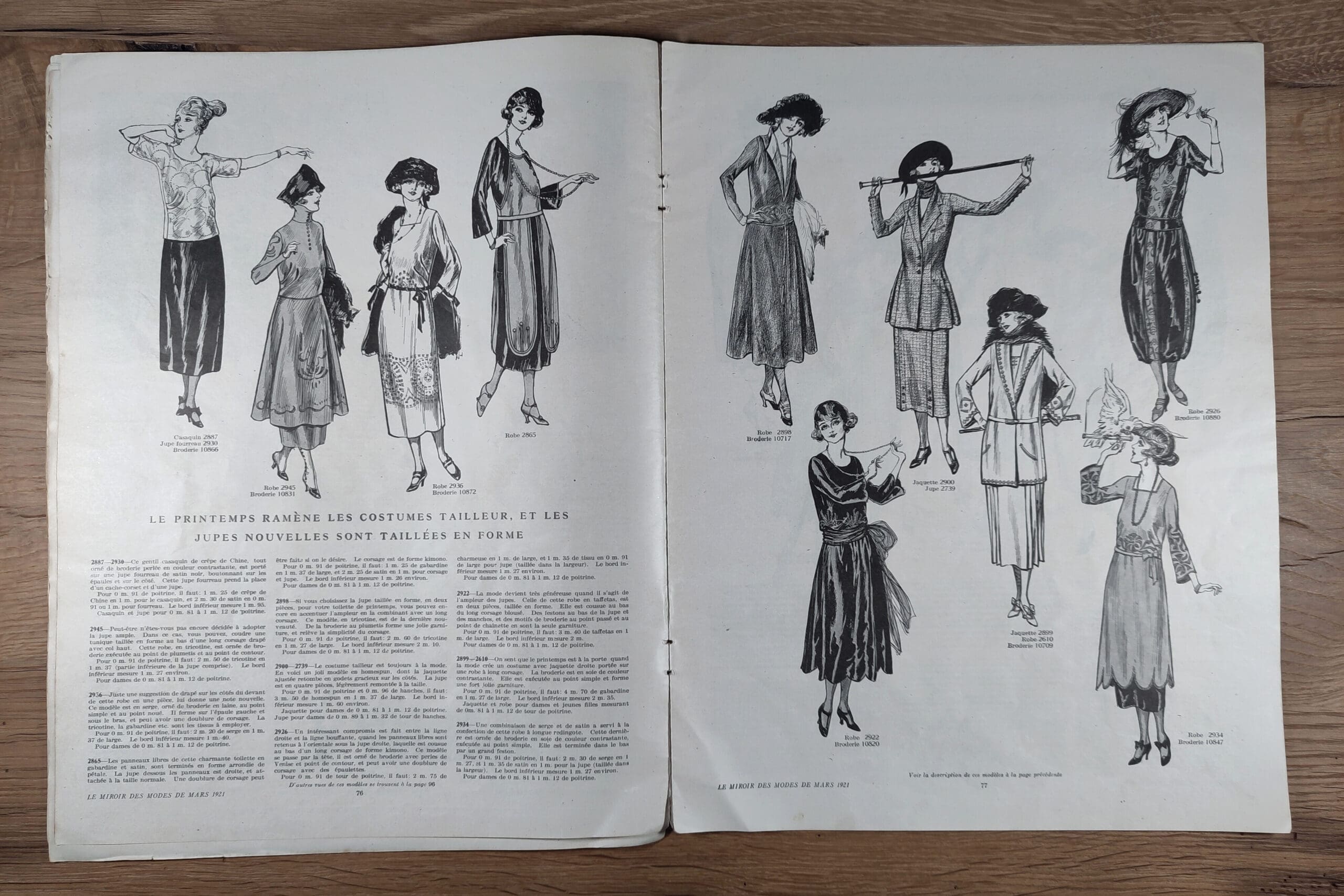 Le Miroir des Modes - March 1921, No. 3 | Art Deco Fashion magazine with Illustration by Raimon - detail photo