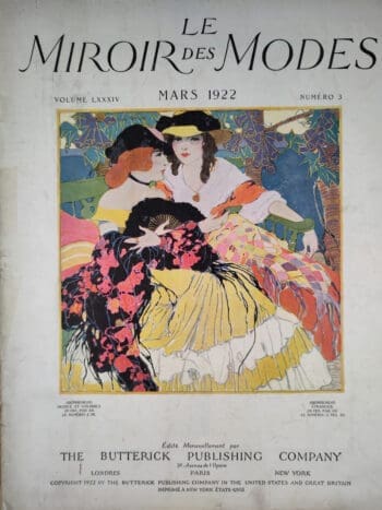 Le Miroir des Modes – Maart 1922, Nr. 3 | Vintage Frans Modeblad met Kleurrijke Art Deco Illustratie – detailfoto