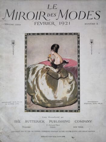 Le Miroir des Modes - February 1921, No. 2 | Vintage French Fashion Magazine with Romantic Illustration (Robe du Soir) - detail photo