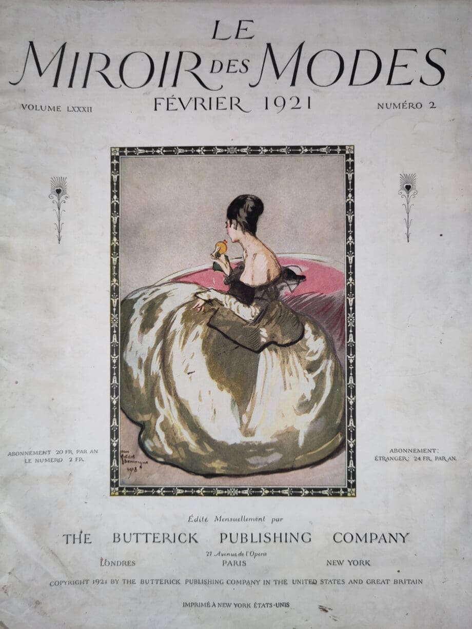 Le Miroir des Modes – Février 1921, n° 2 | Magazine de mode français vintage avec illustration romantique (Robe du Soir) – Vergulde Kat