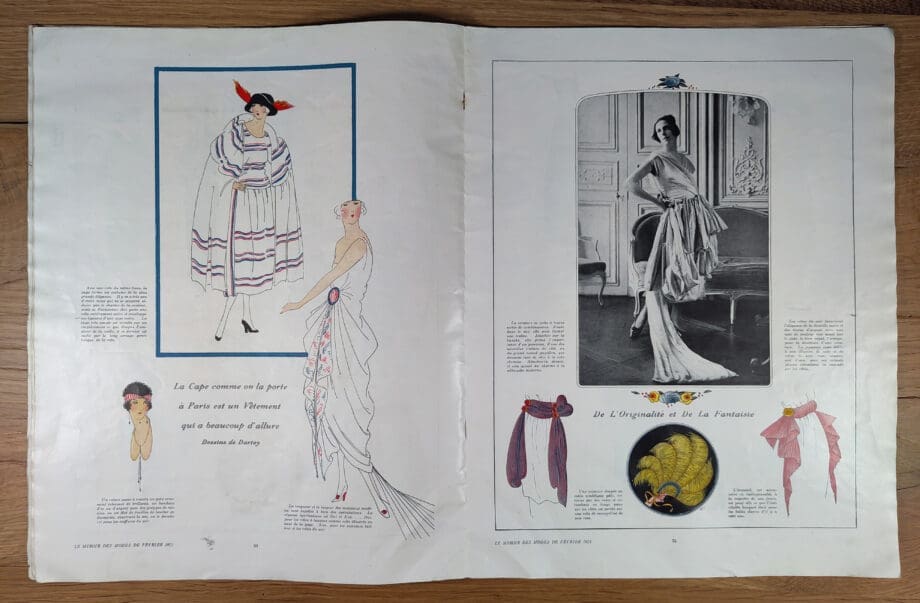 Le Miroir des Modes – Février 1921, n° 2 | Magazine de mode français vintage avec illustration romantique (Robe du Soir) – Vergulde Kat