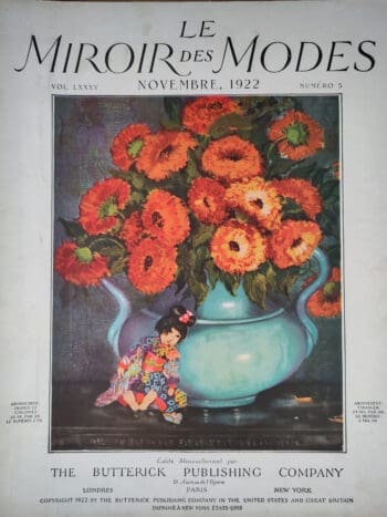 Le Miroir des Modes - November 1922, No. 5 | Vintage French Fashion Magazine with Flower Vase & Oriental Doll - detail photo