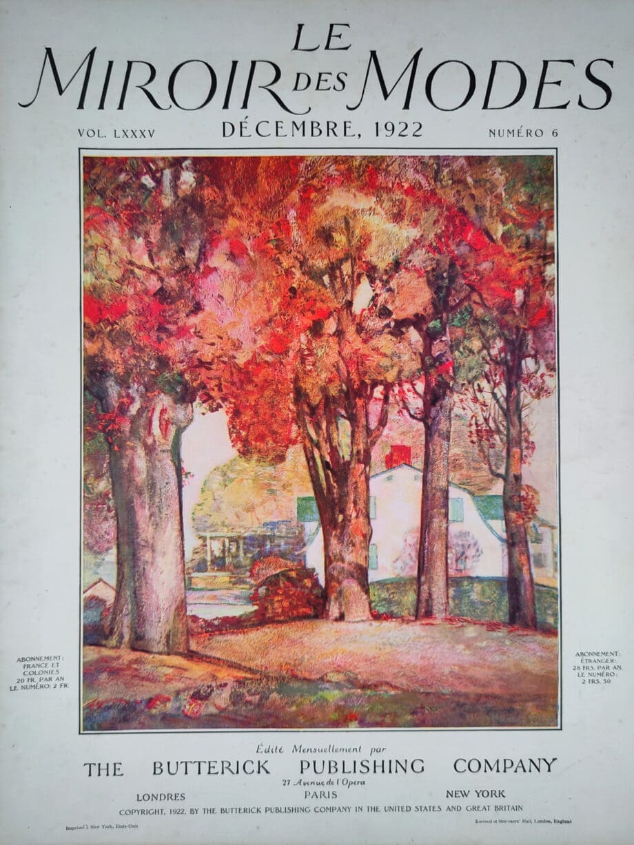 Le Miroir des Modes - December 1922, No. 6 | Vintage French Fashion Magazine with Autumn Landscape Illustration - Vergulde Kat