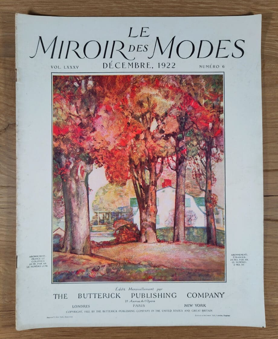 Le Miroir des Modes - December 1922, No. 6 | Vintage French Fashion Magazine with Autumn Landscape Illustration - Vergulde Kat