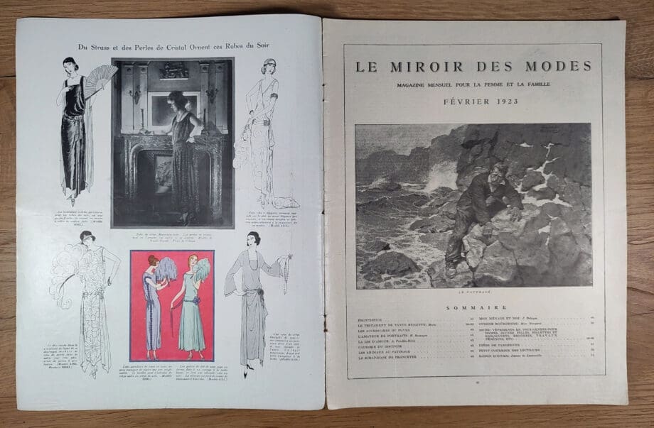 Le Miroir des Modes – Février 1923, n° 2 | Magazine de mode français vintage avec une illustration sur le thème du carnaval – Vergulde Kat