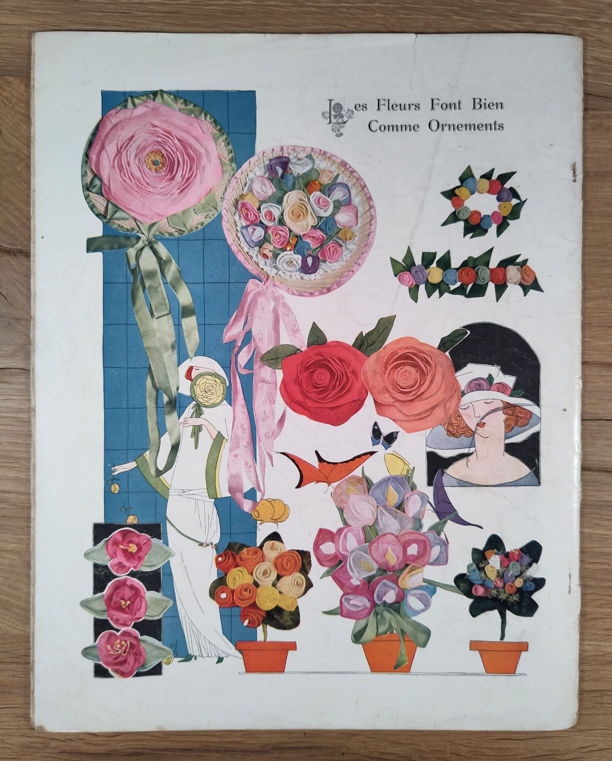 Le Miroir des Modes – Mei 1923 Nr. 5 | Vintage Frans Modeblad met Lentebloemen Illustratie – detailfoto