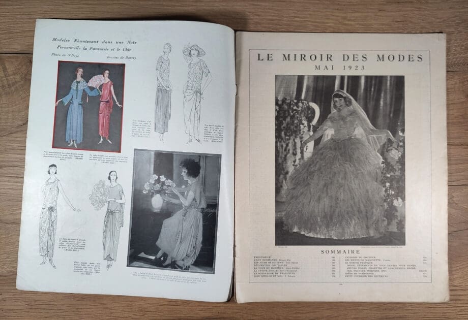 Le Miroir des Modes – Mei 1923 Nr. 5 | Vintage Frans Modeblad met Lentebloemen Illustratie – Vergulde Kat