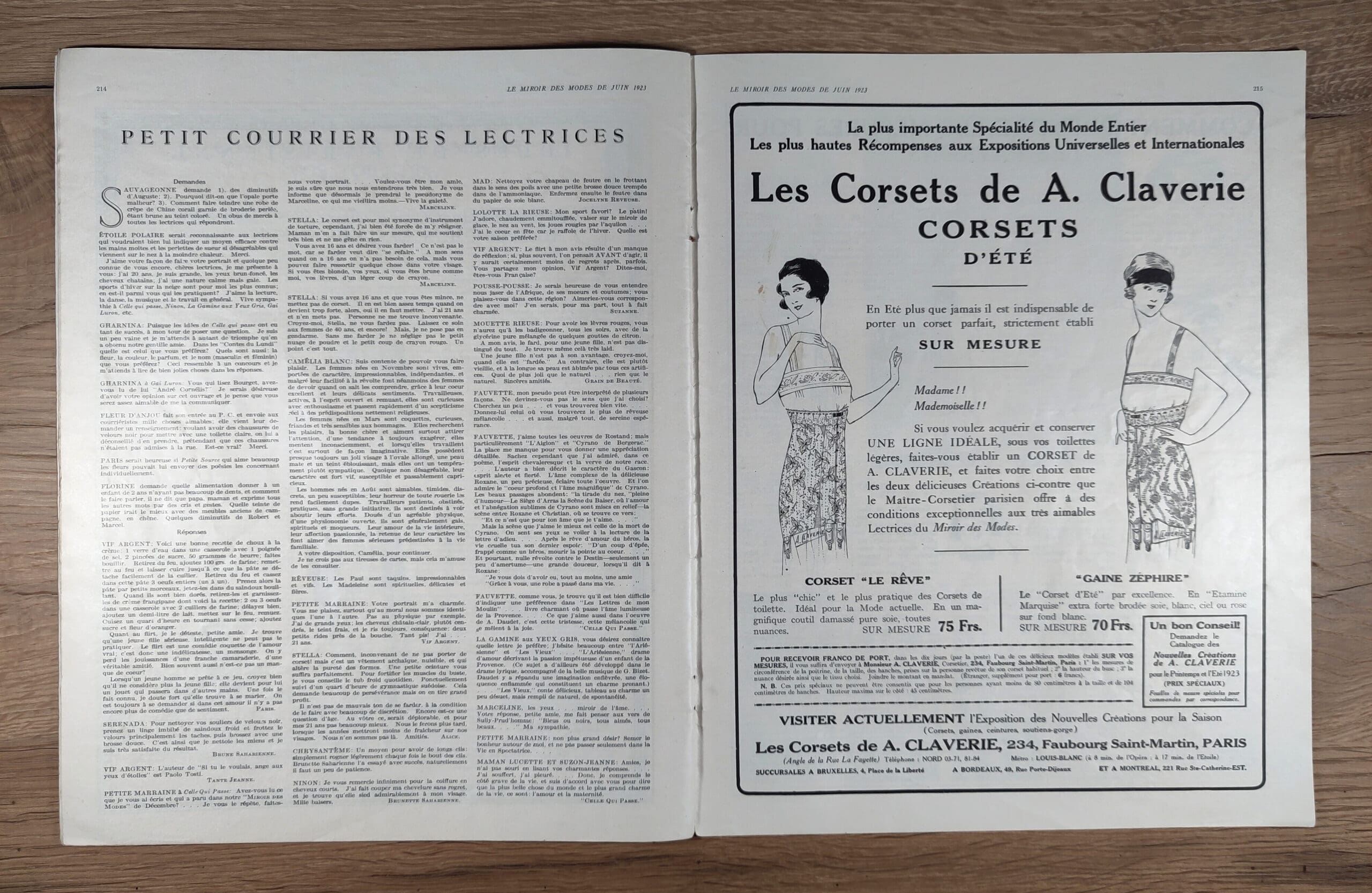 Le Miroir des Modes - June 1923 No. 6 | Vintage French Fashion Magazine with Mother and Child Illustration - detail photo