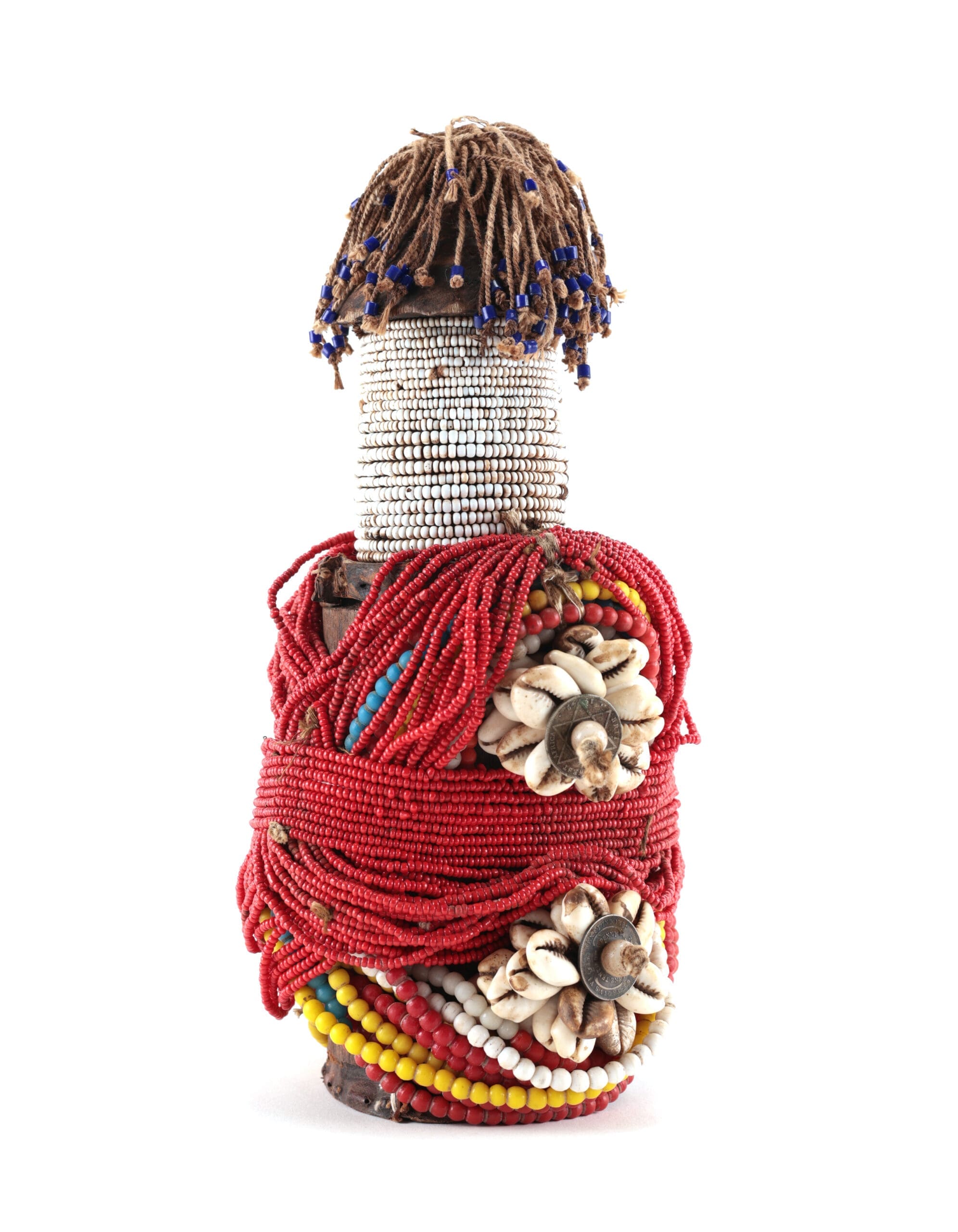 Statua ancestrale Fali del Camerun con perline e conchiglie – 25 cm – foto di dettaglio