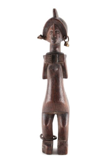 Songo voorouderbeeld uit Angola – metalen sieraden & rituele allure – 36 cm – detailfoto