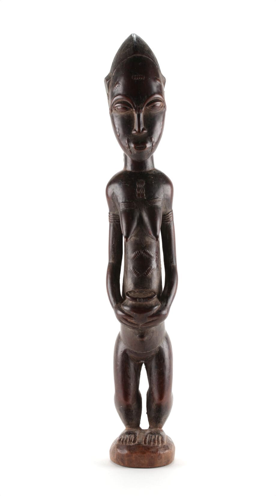 Baule Blolo Bla statue - female - Ivory Coast - 49 cm - Vergulde Kat