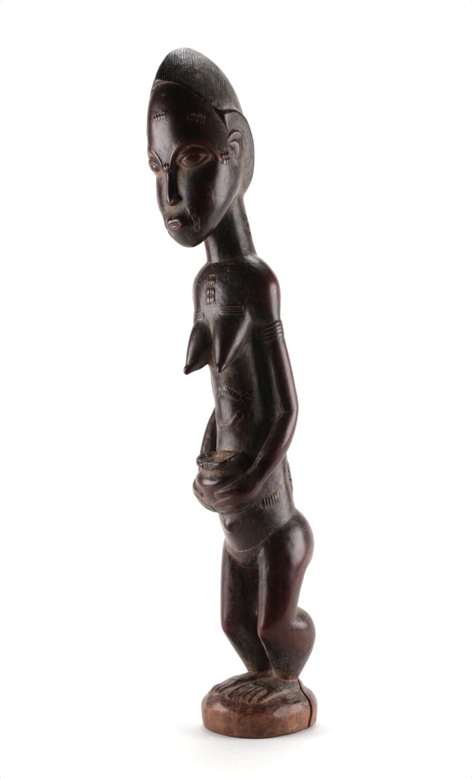 Baule Blolo Bla statue - female - Ivory Coast - 49 cm - Vergulde Kat