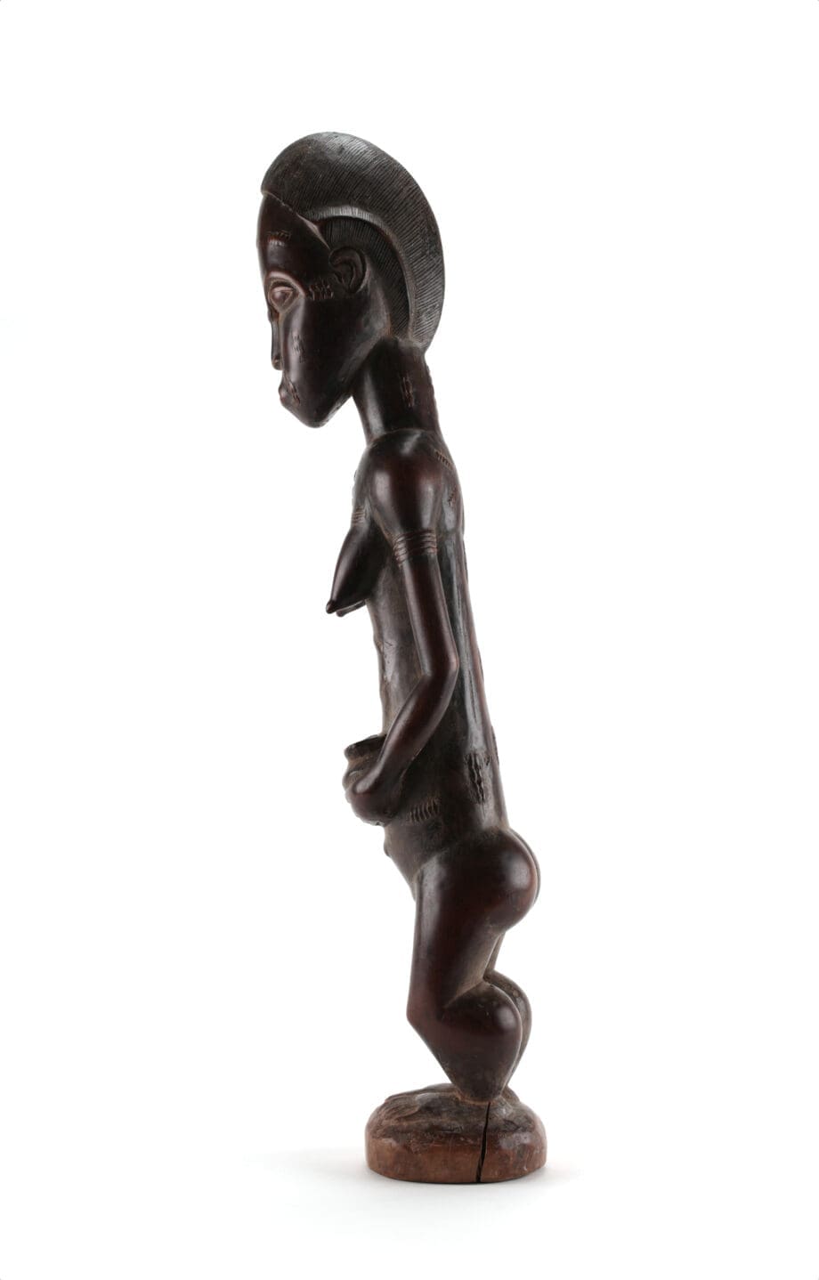 Baule Blolo Bla statue - female - Ivory Coast - 49 cm - Vergulde Kat