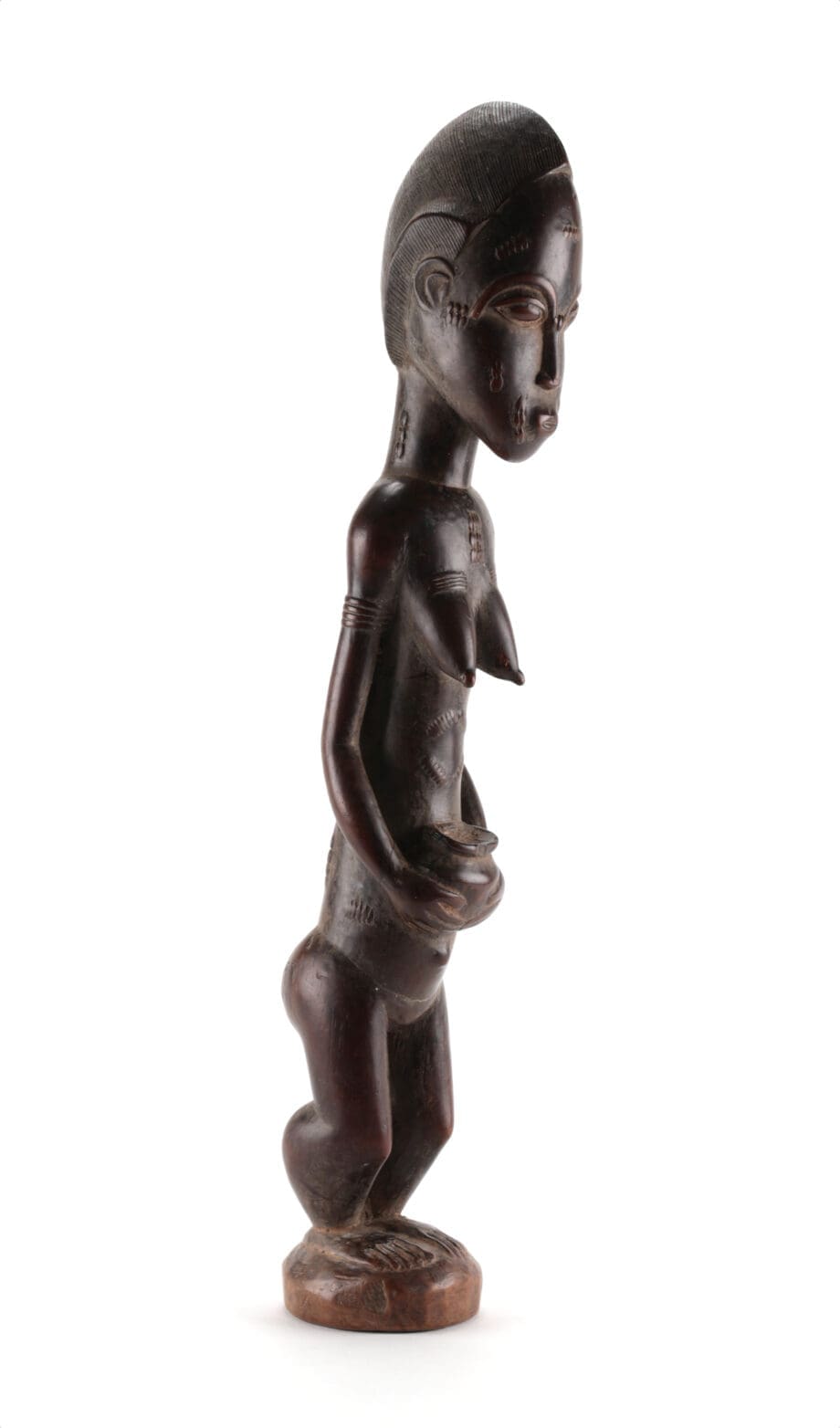 Baule Blolo Bla statue - female - Ivory Coast - 49 cm - Vergulde Kat