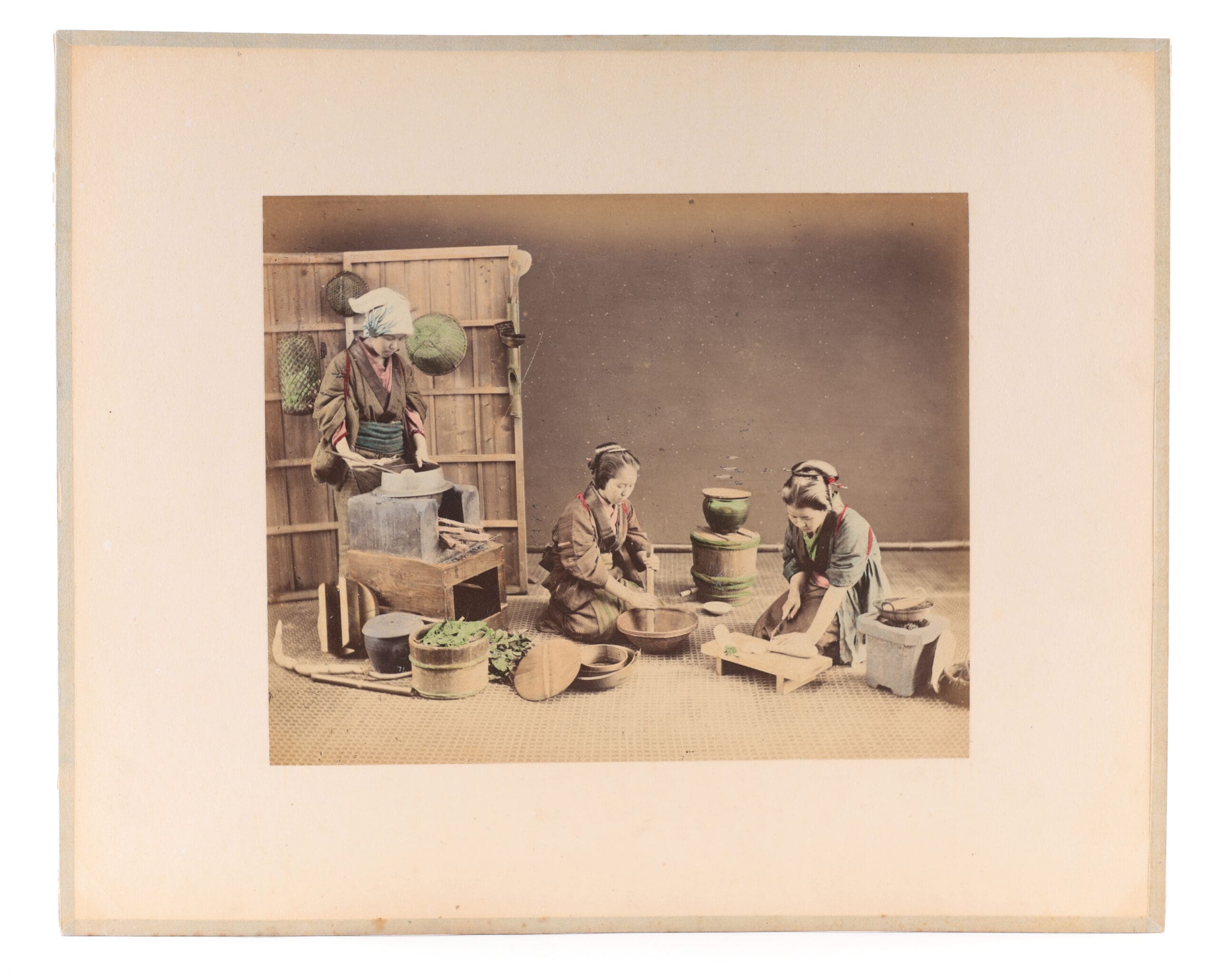 Deux photographies colorisées à la main du Japon par Raimund von Stillfried, vers 1880 – photo de détail