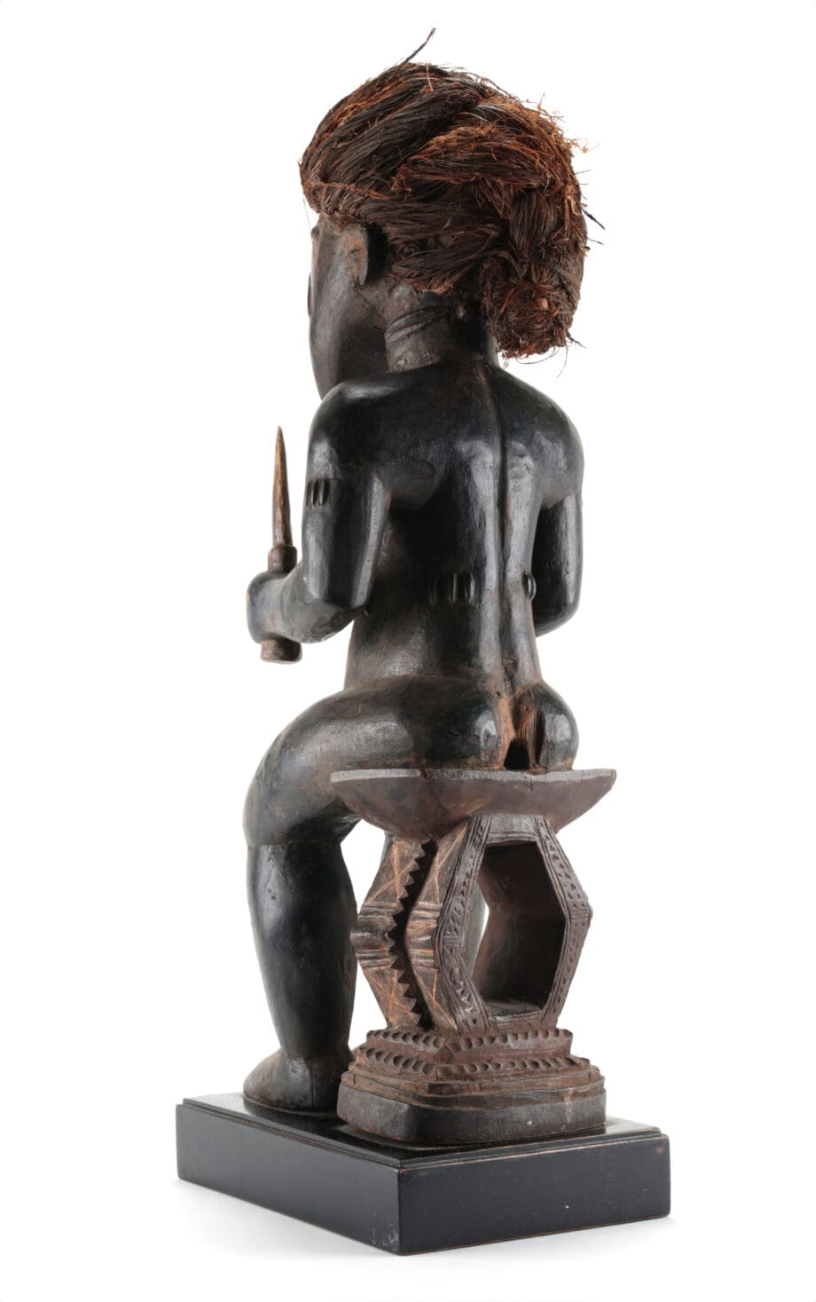 Baule statue with gourd and dagger - Ivory Coast - 54 cm - Vergulde Kat