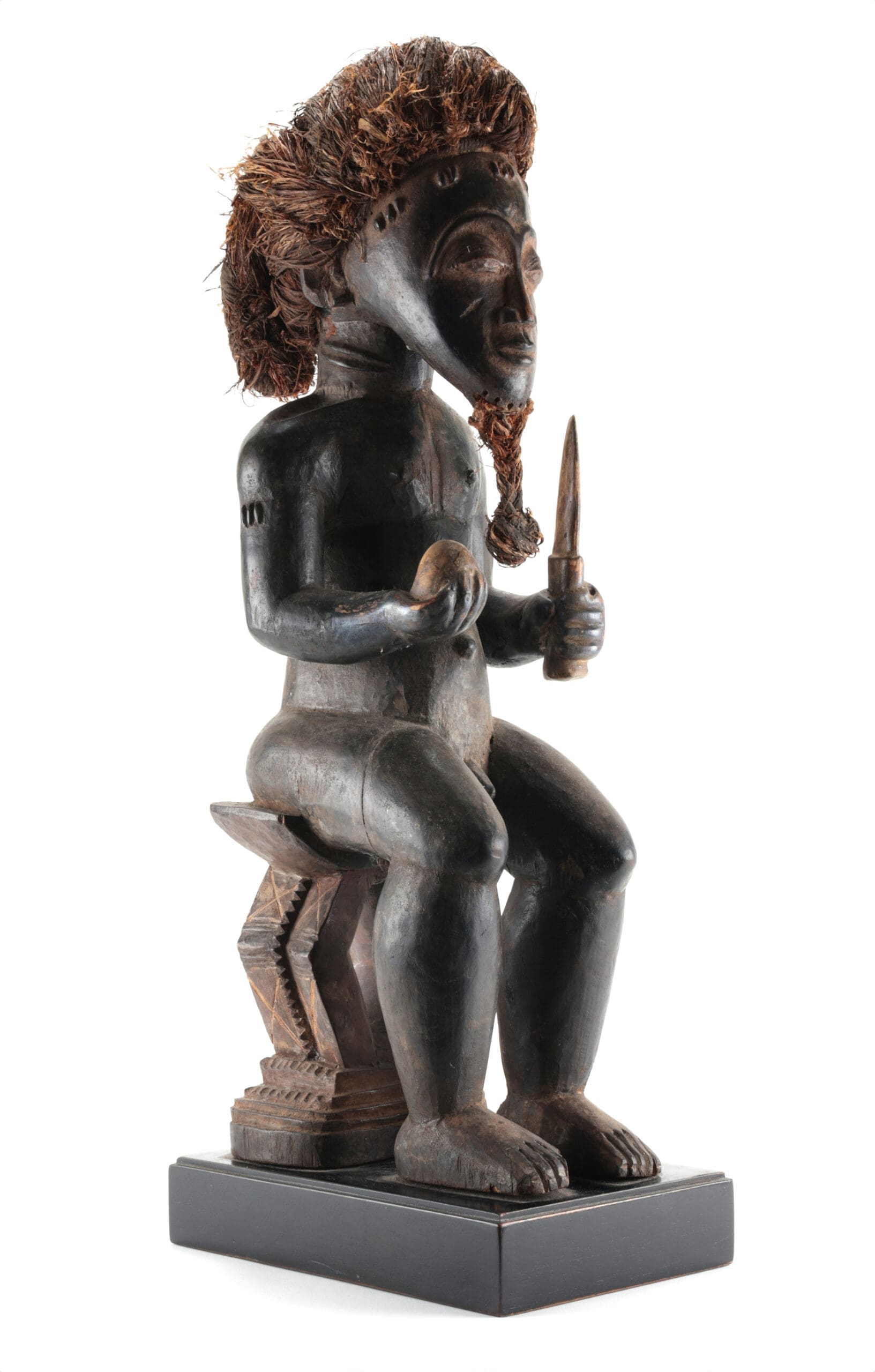 Baule statue with gourd and dagger - Ivory Coast - 54 cm - detail photo