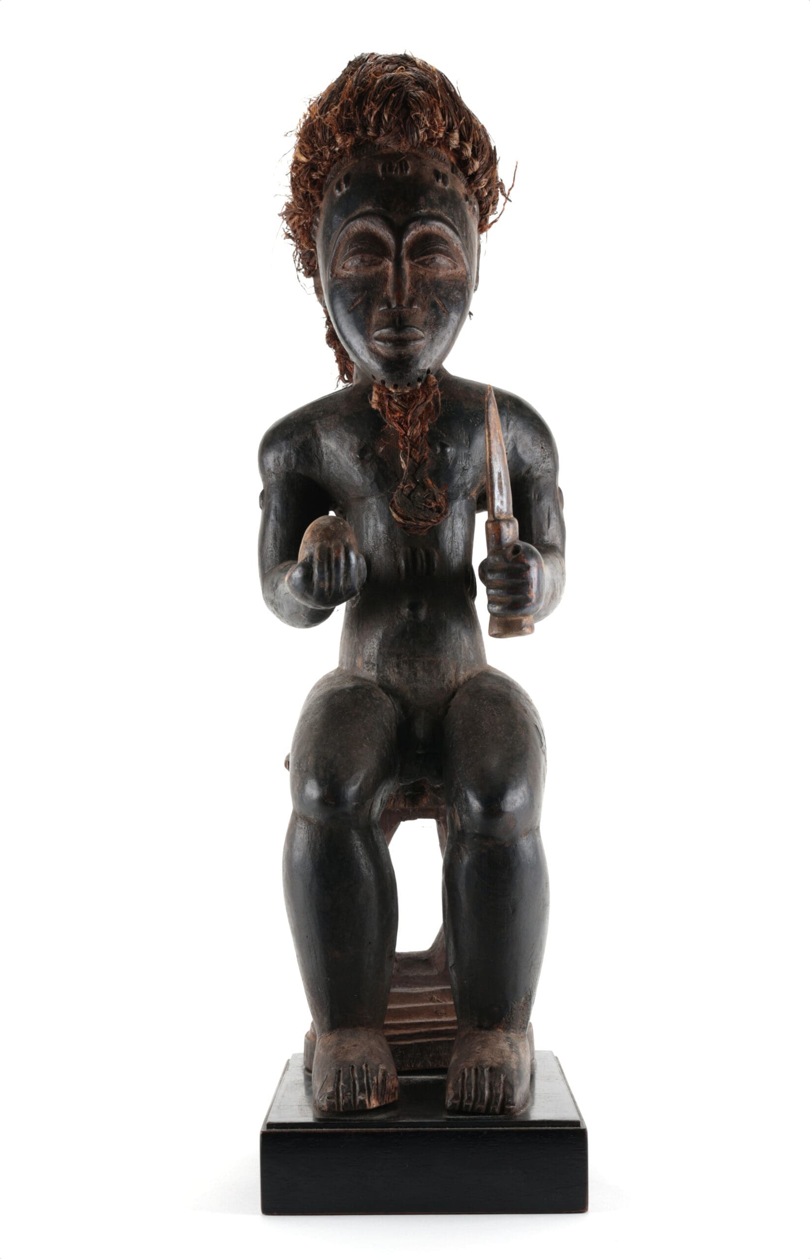 Baule statue with gourd and dagger - Ivory Coast - 54 cm - detail photo