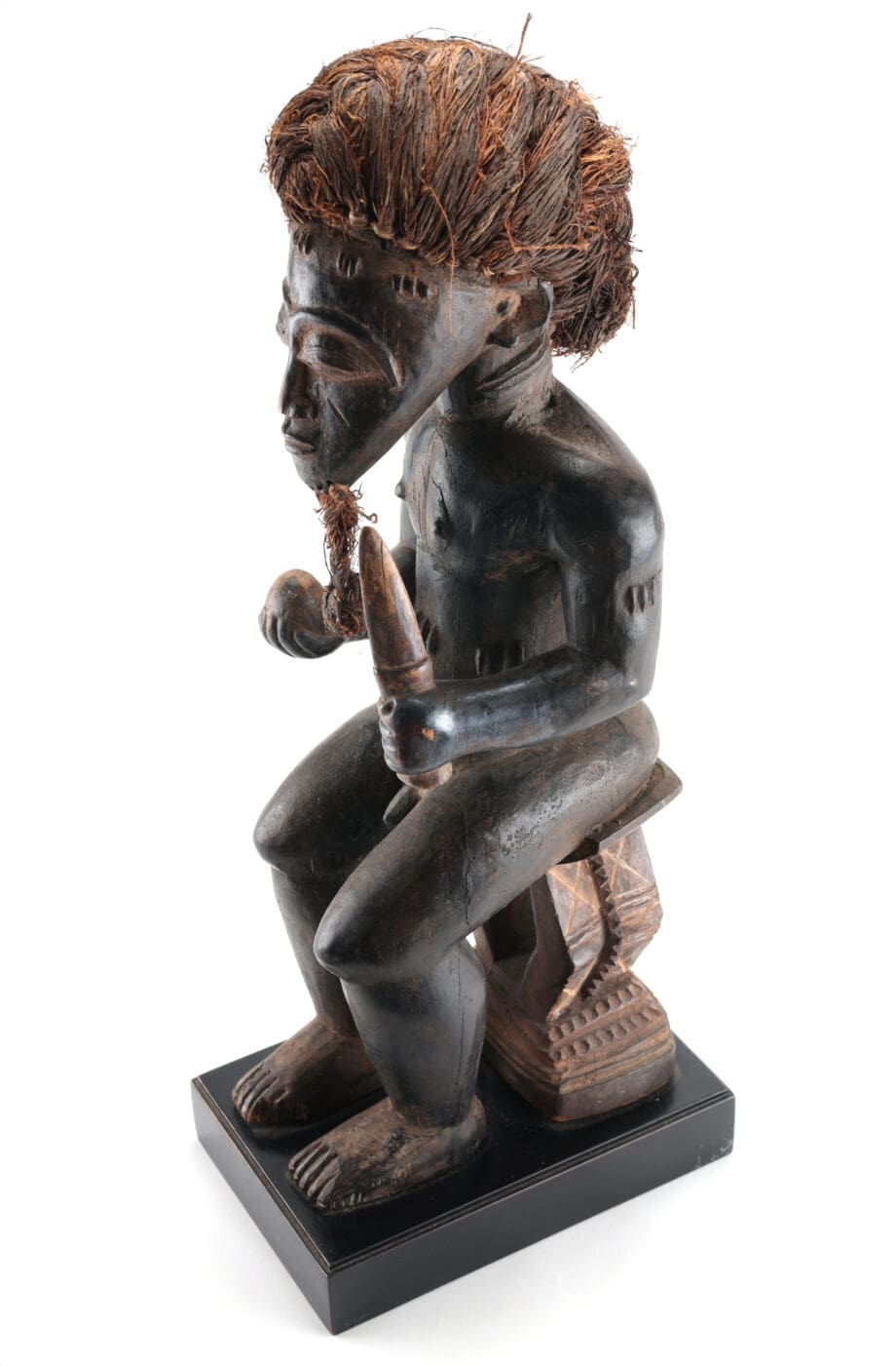 Baule statue with gourd and dagger - Ivory Coast - 54 cm - Vergulde Kat