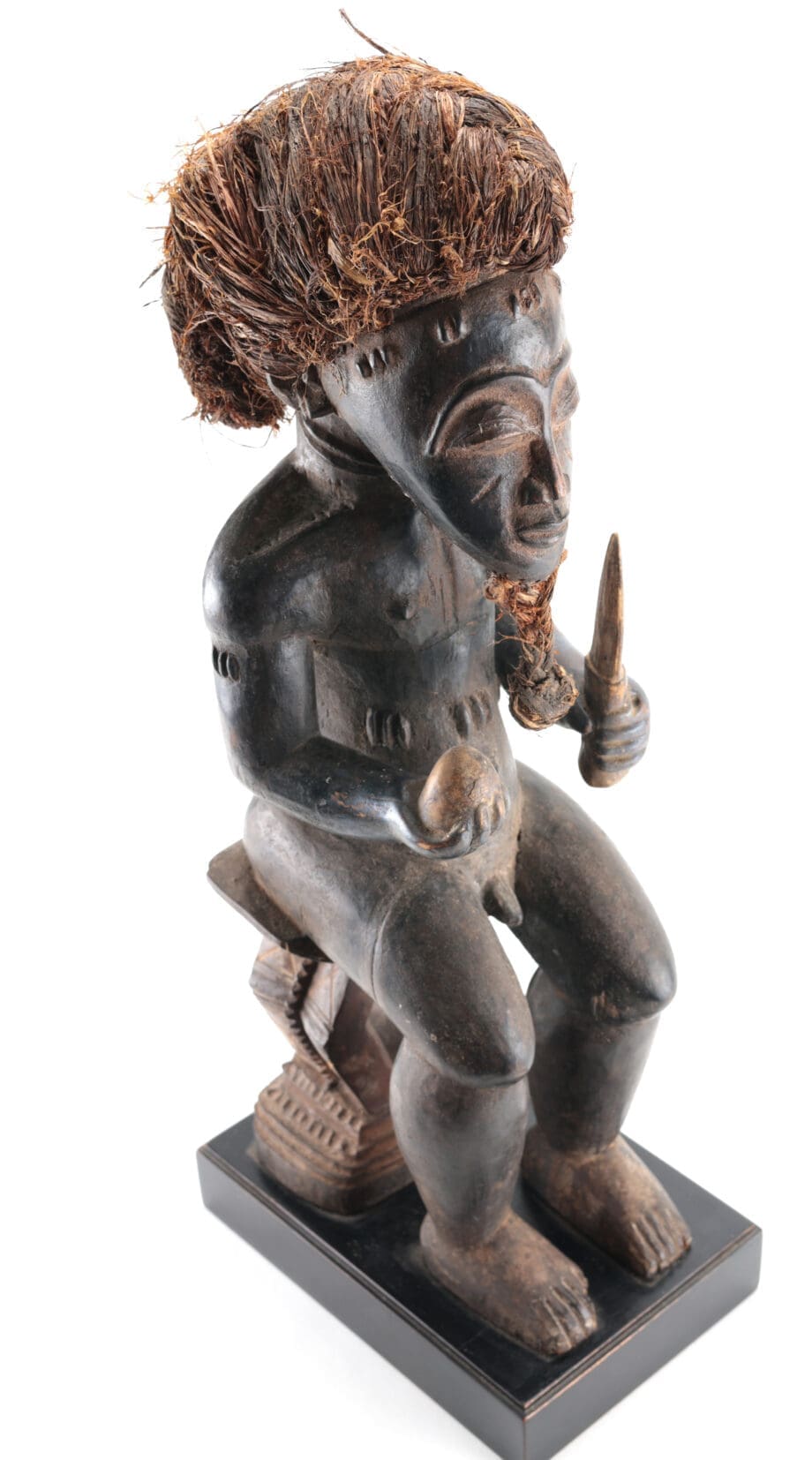 Baule statue with gourd and dagger - Ivory Coast - 54 cm - Vergulde Kat