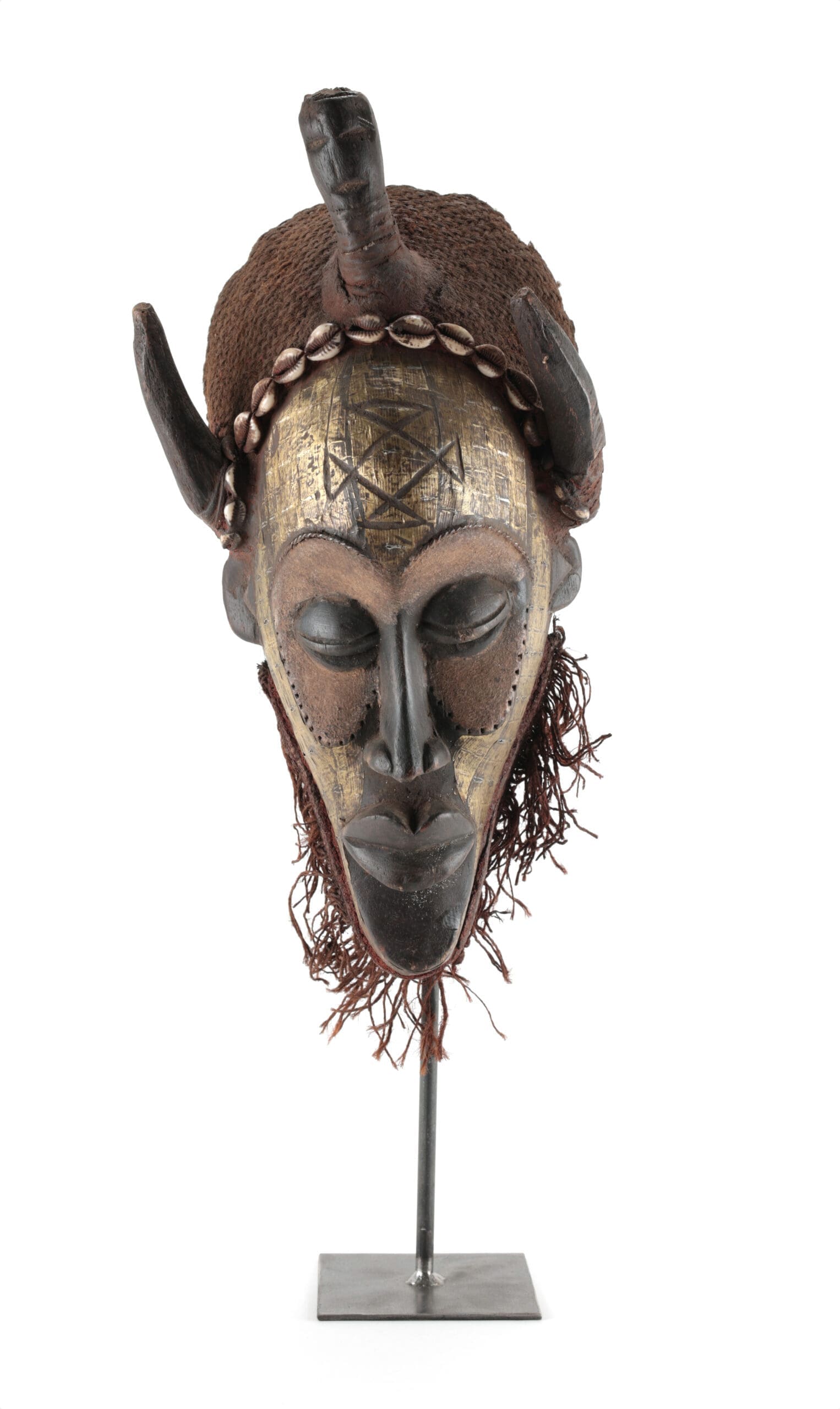 Chokwe Pwo mask - female ancestor mask with copper - detail photo