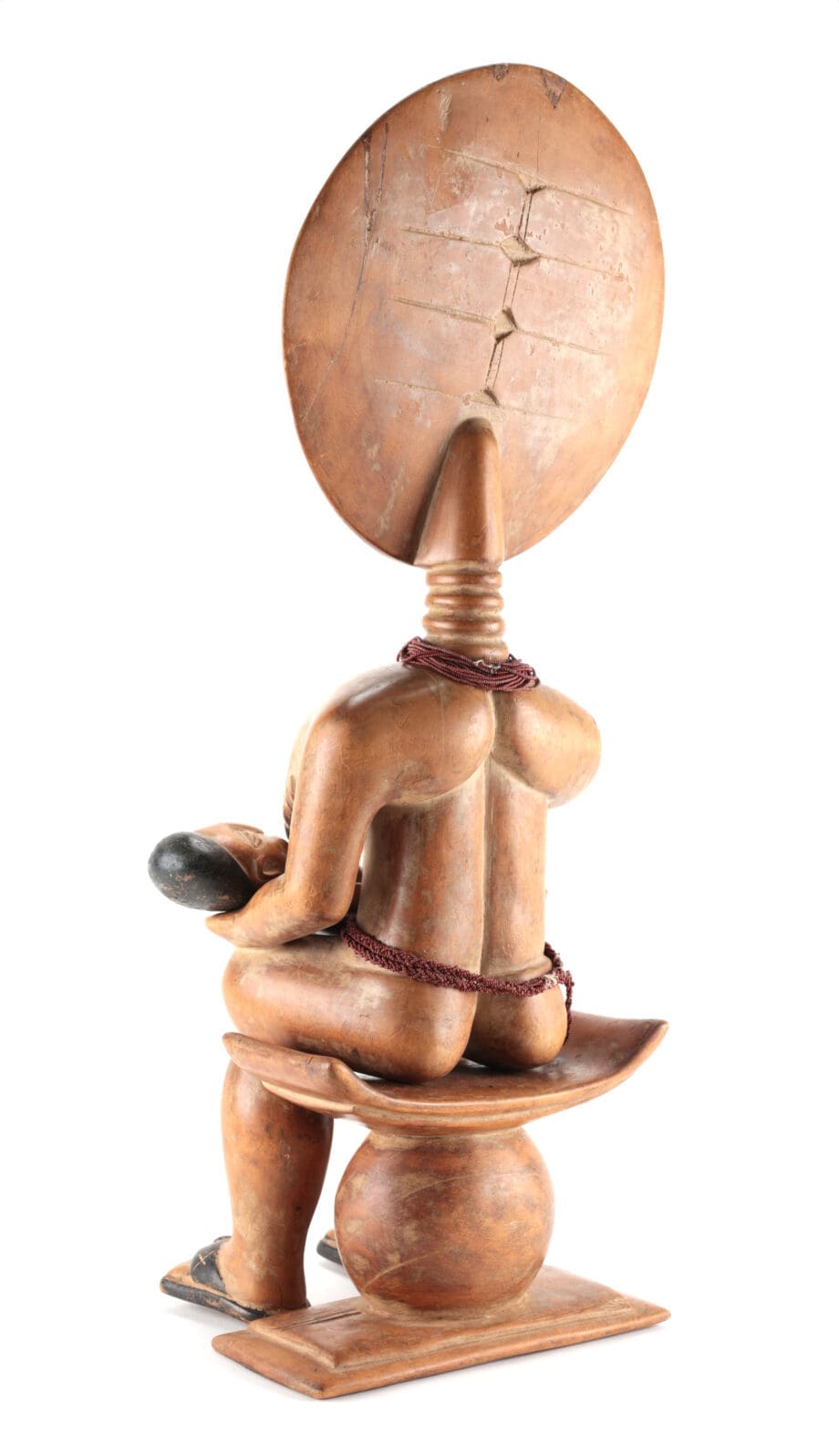 Grande statua Akan – madre con bambino e sgabello – Ghana – Vergulde Kat