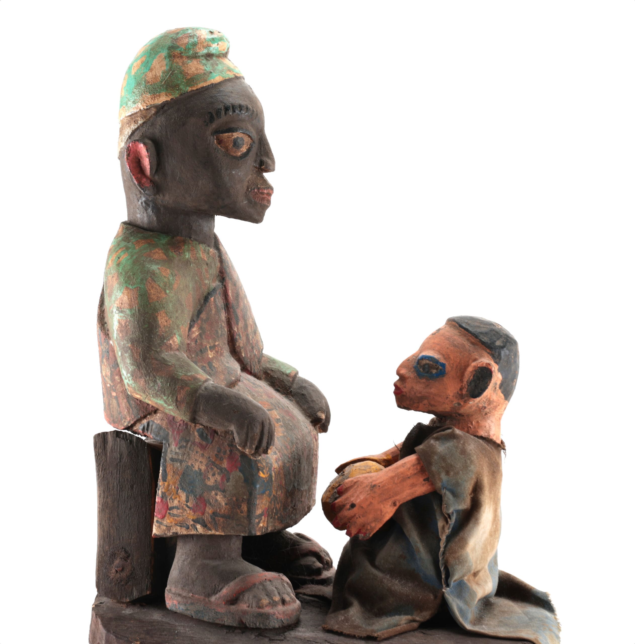Masque-casque Gelede yoruba avec figures mobiles – Nigeria – photo de détail