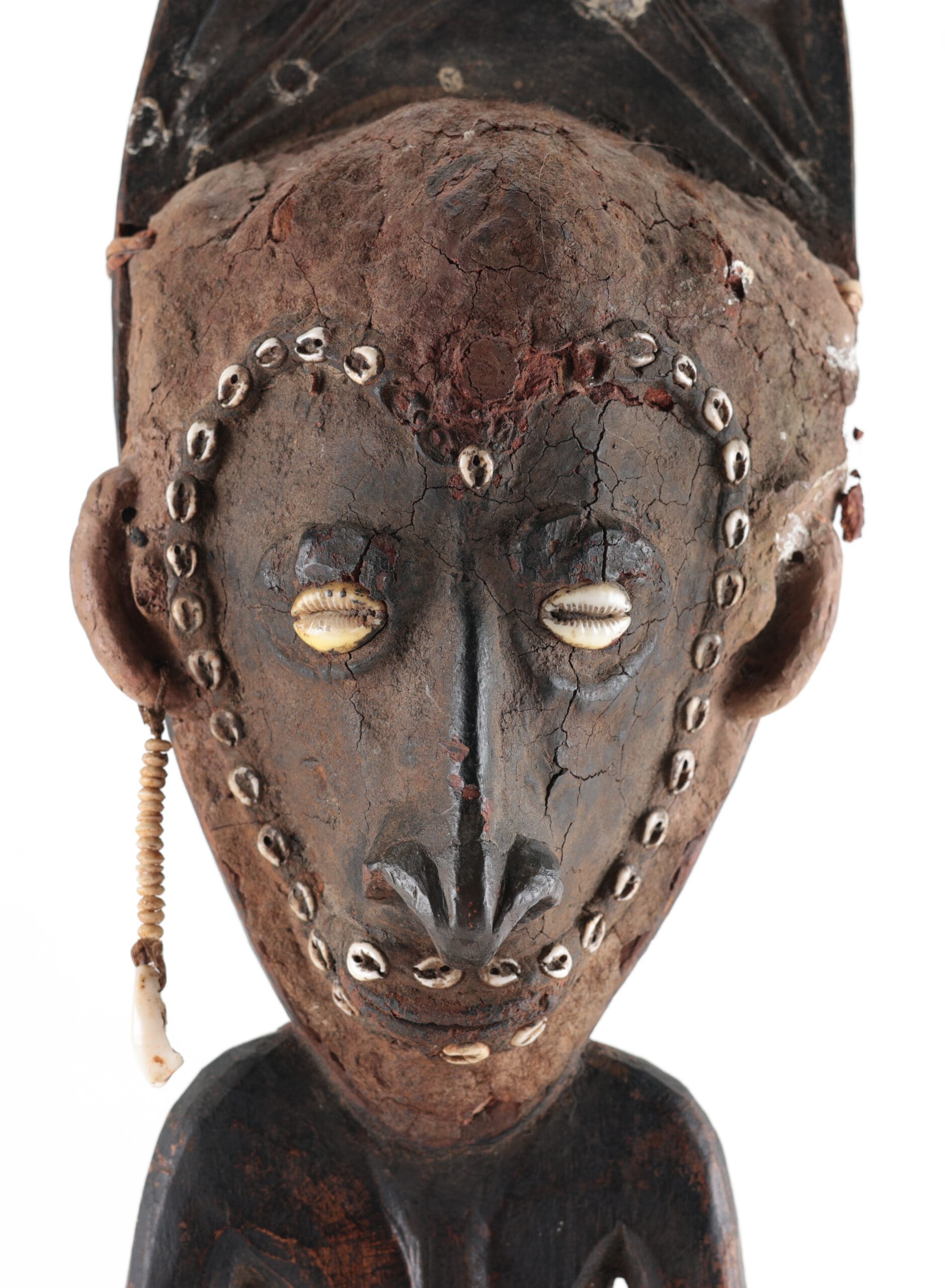 Sepik hook with terracotta face - Papuan tribal art - detail photo