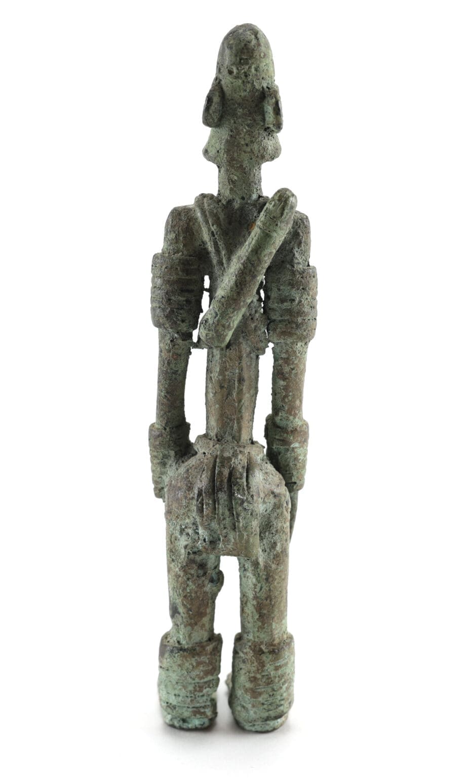 Set of three Dogon bronze statues - Mali - horseman, camel and standing figure - Vergulde Kat