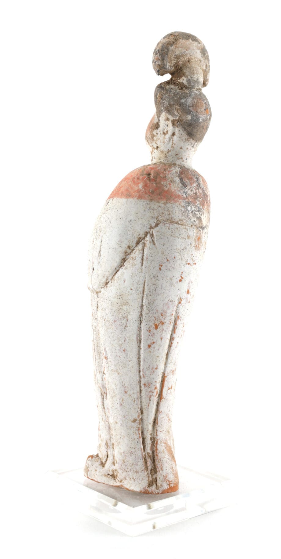 Tang dynastie ‘Fat Lady’ figuur – Chinees aardewerk beeld met pigmentresten – Vergulde Kat