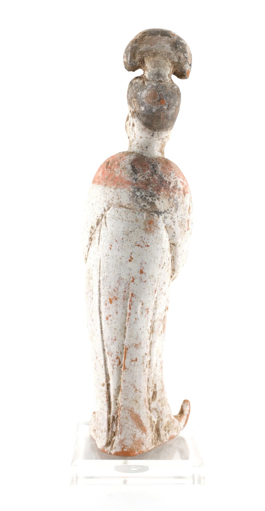 Tang dynastie ‘Fat Lady’ figuur – Chinees aardewerk beeld met pigmentresten – Vergulde Kat