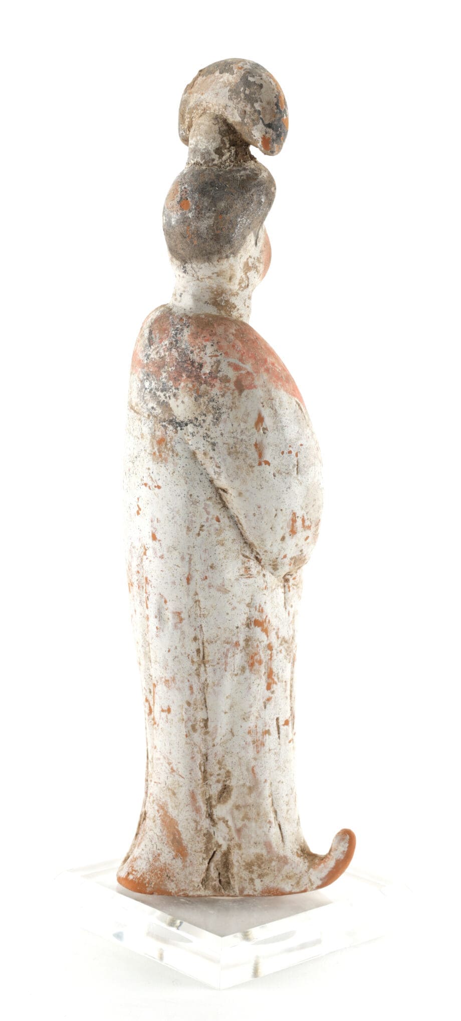 Tang dynastie ‘Fat Lady’ figuur – Chinees aardewerk beeld met pigmentresten – Vergulde Kat