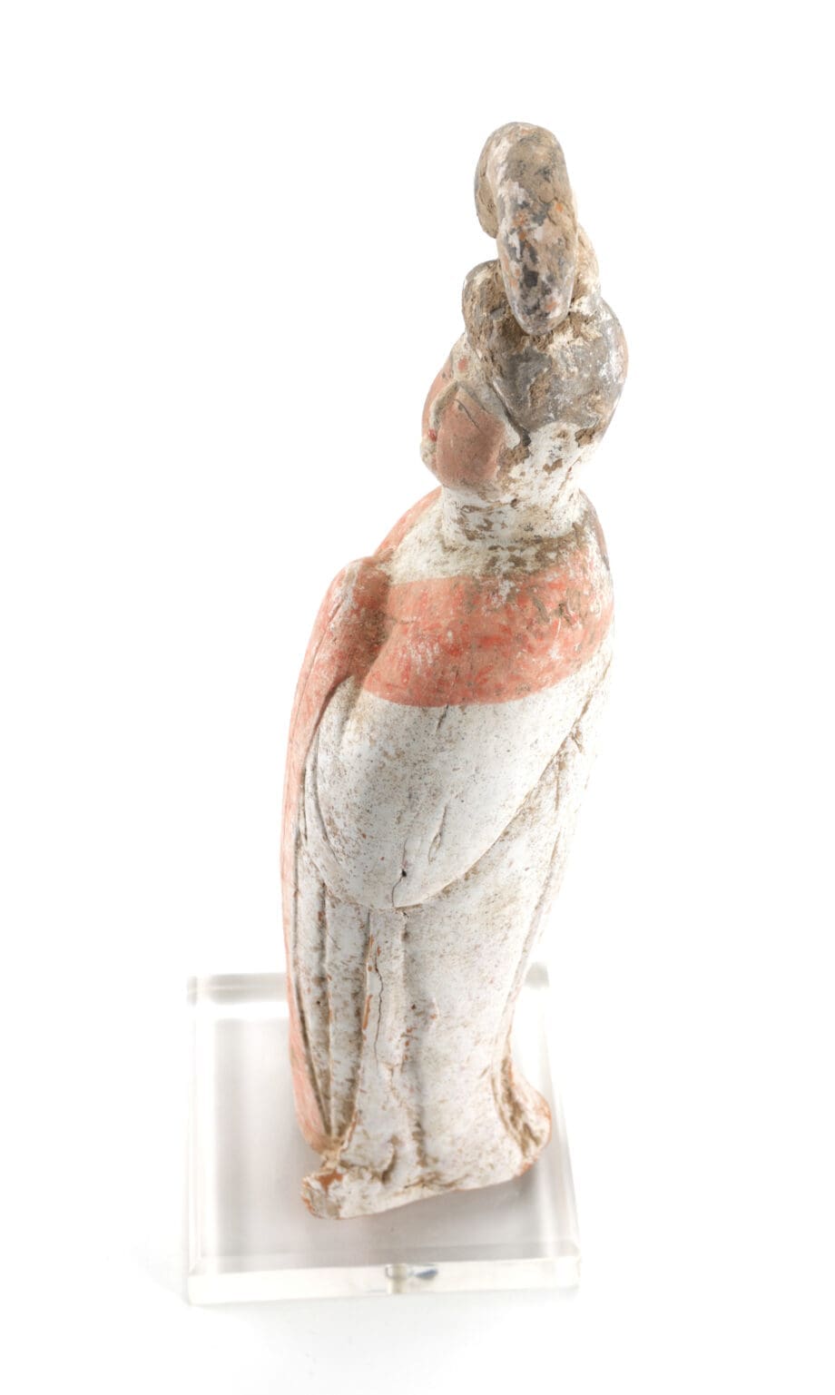 Tang dynastie ‘Fat Lady’ figuur – Chinees aardewerk beeld met pigmentresten – Vergulde Kat