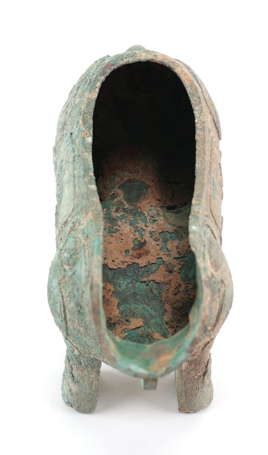 Vase zun chinois en bronze en forme d'animal mythique – style Shang – avec couvercle – Vergulde Kat
